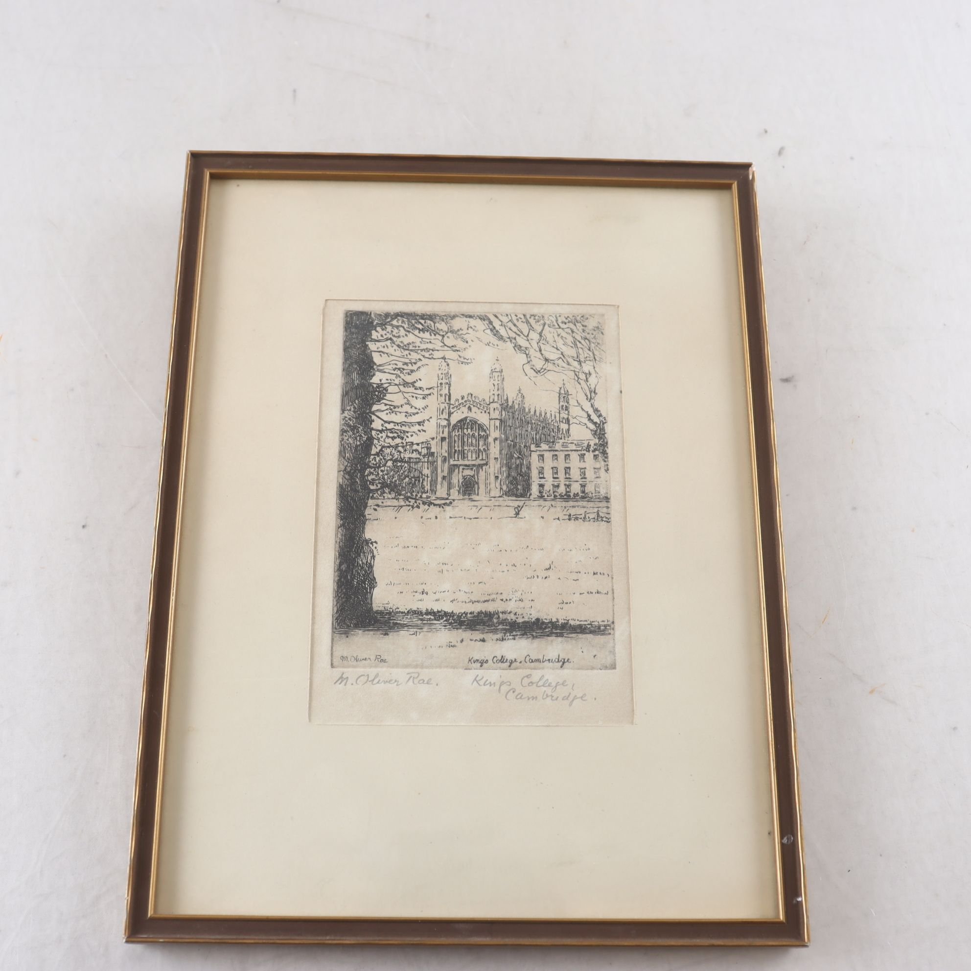 Etsning, Kings College Cambridge, Mabel Oliver Rae, (1868-1956), ca 1920