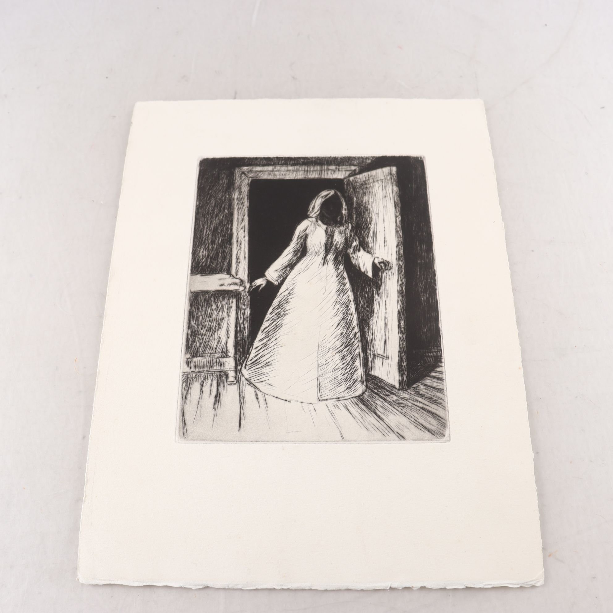 Etsning, oinramad, Börje Sandelin, (1926-1970). Samfraktas ej.