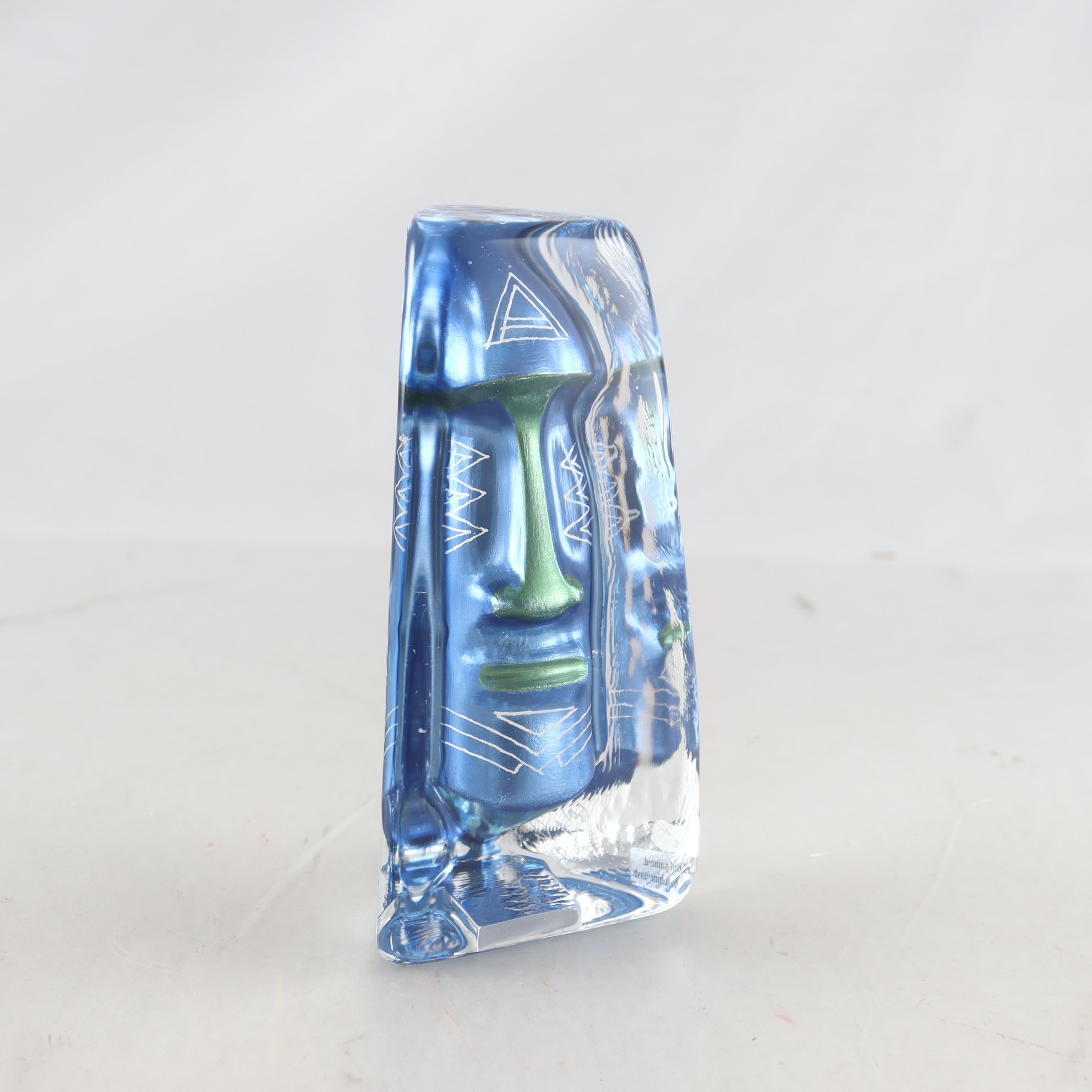 Glaskonst, Sea glasbruk, ’Ansikte’ Renate stock. Sign.