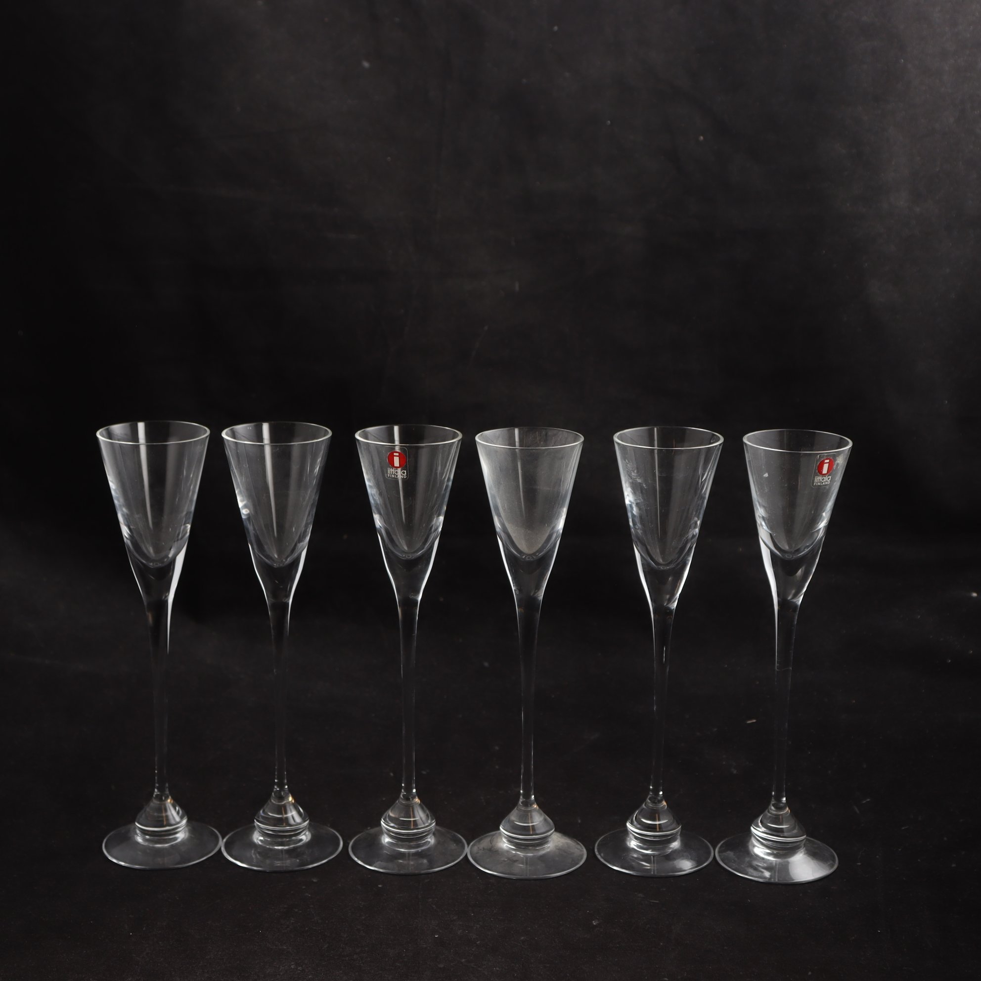 Snapsglas, ”Aurora”, Heikki Orvola, Iittala, 6 st. Samfraktas ej.