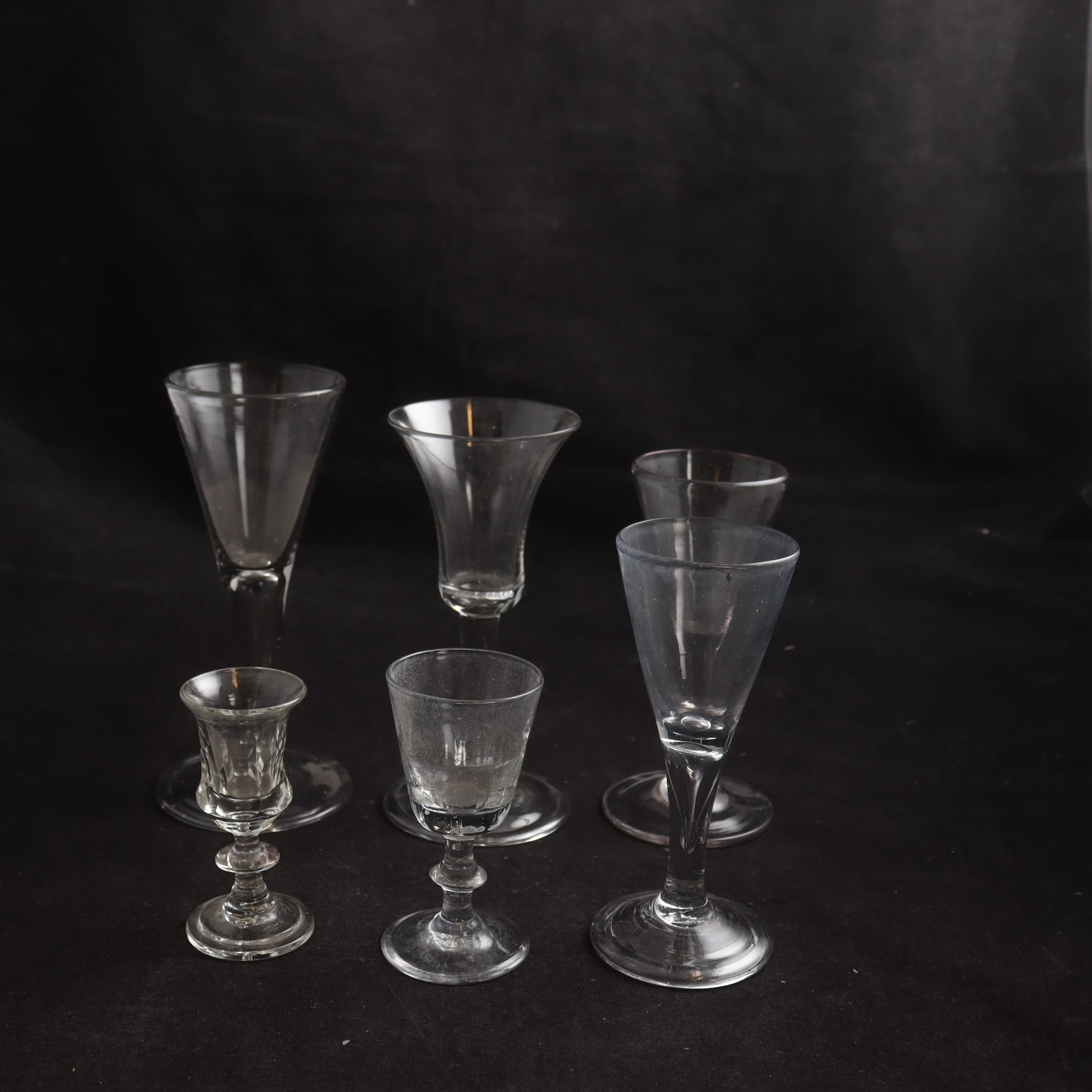 Samling äldre glas, 6 st, 1800-tal
