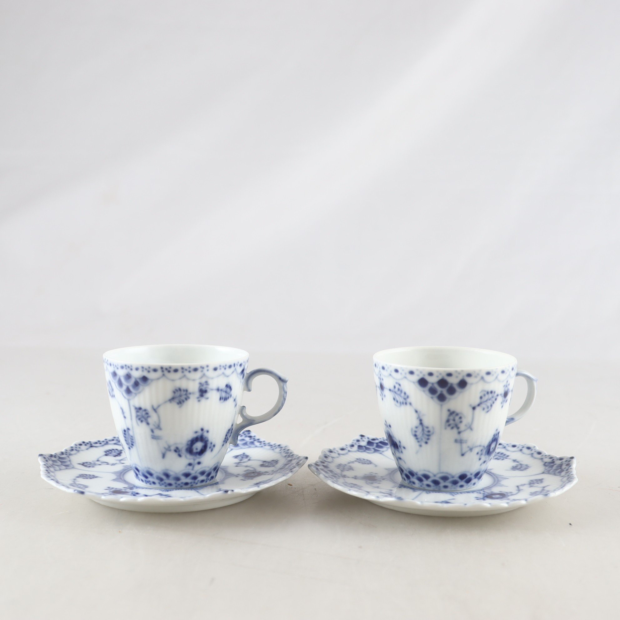 Koppar med fat, Royal copenhagen, Musselmalet, 2 st