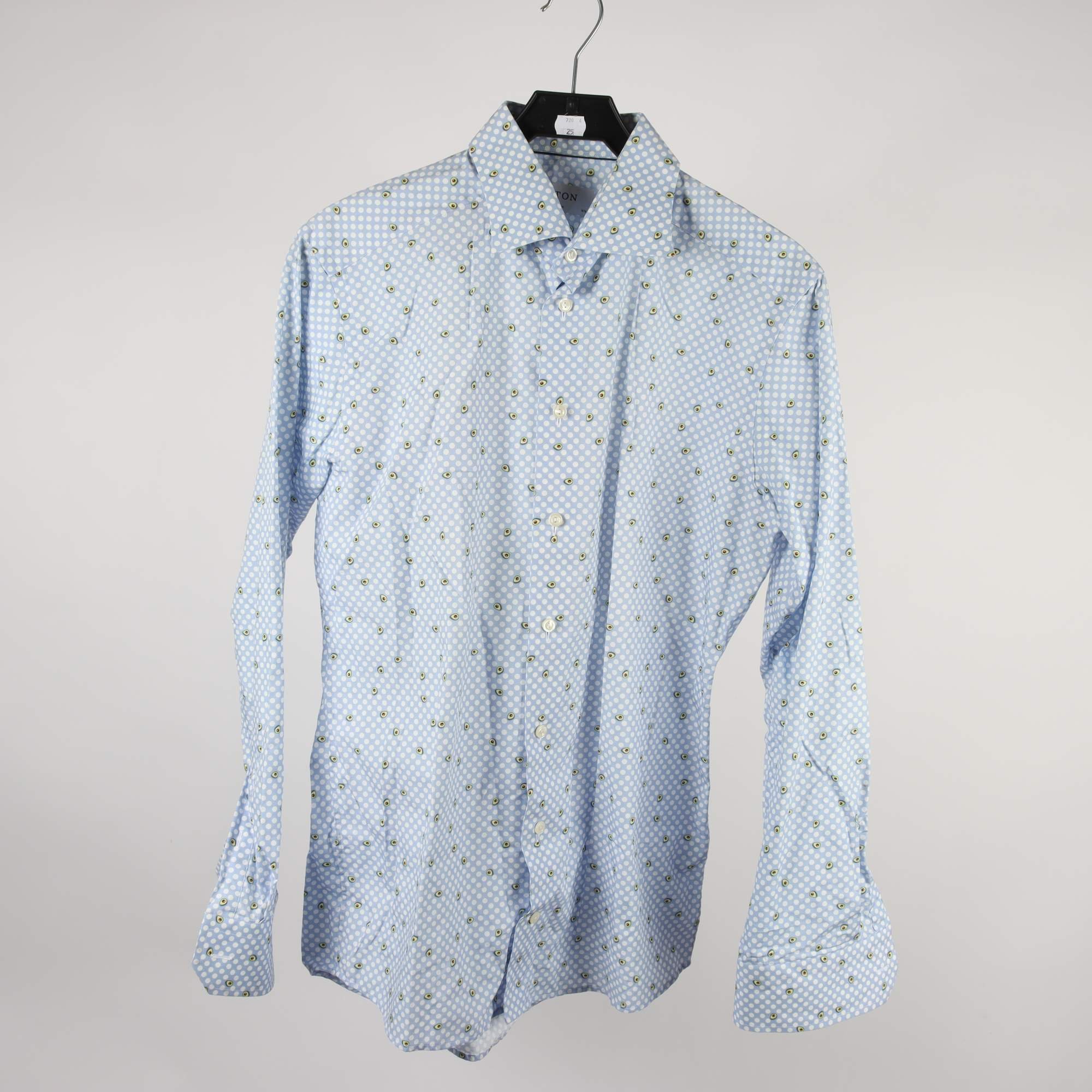 Skjorta, Eton, blå, vit, mönstrad, avokado, stl. M