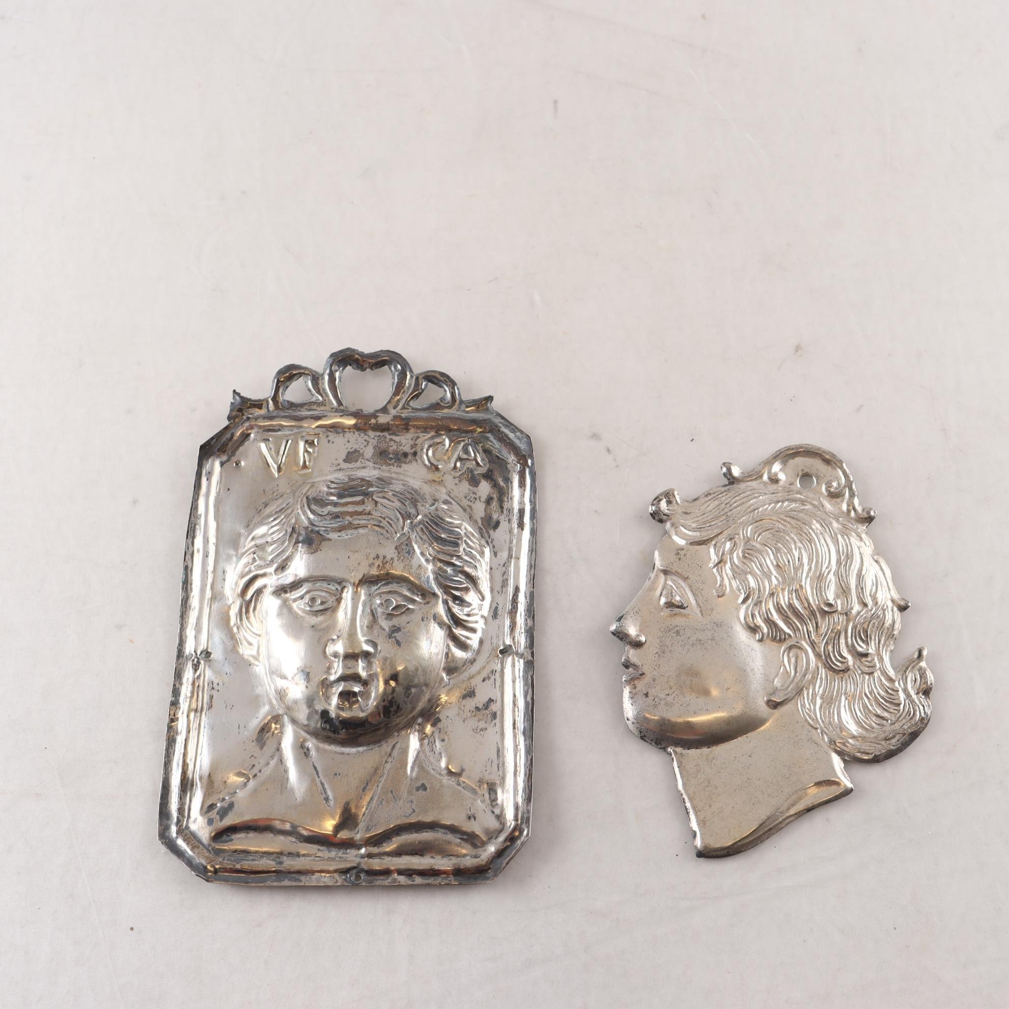 Ikoner, ex-voto, votivgåva, metall, 2 st