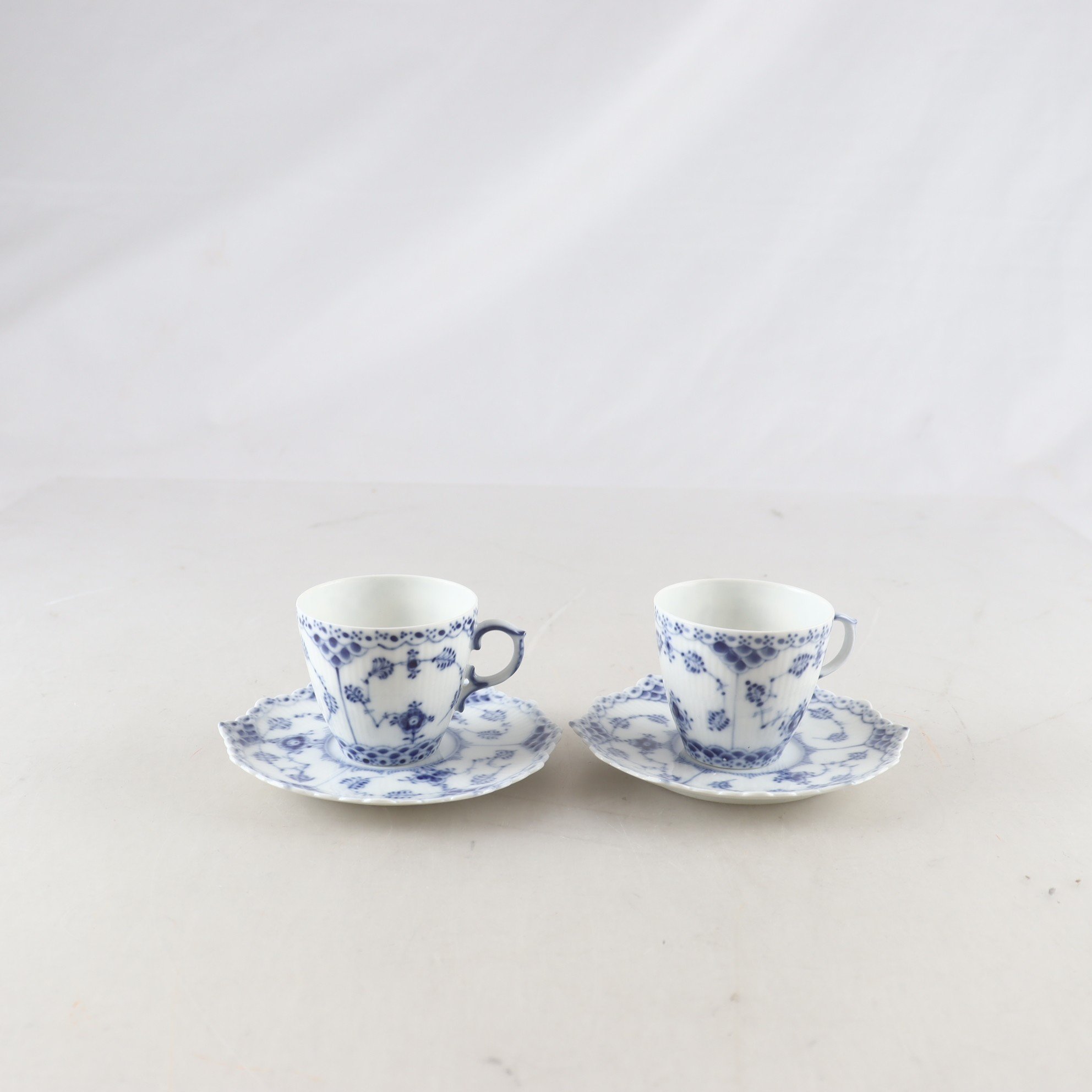 Koppar med fat, Royal copenhagen, Musselmalet, 2 st