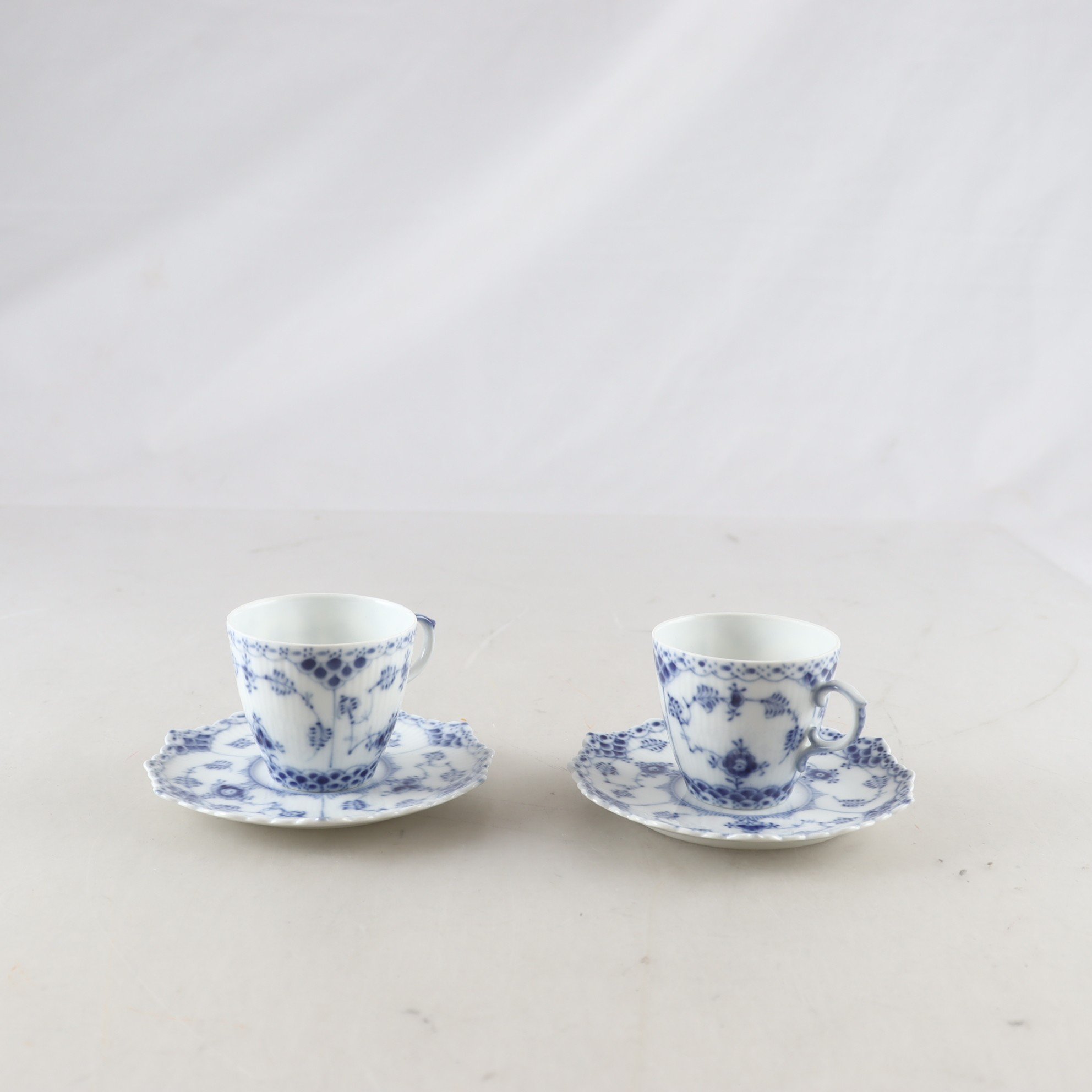 Koppar med fat, Royal copenhagen, Musselmalet, 2 st