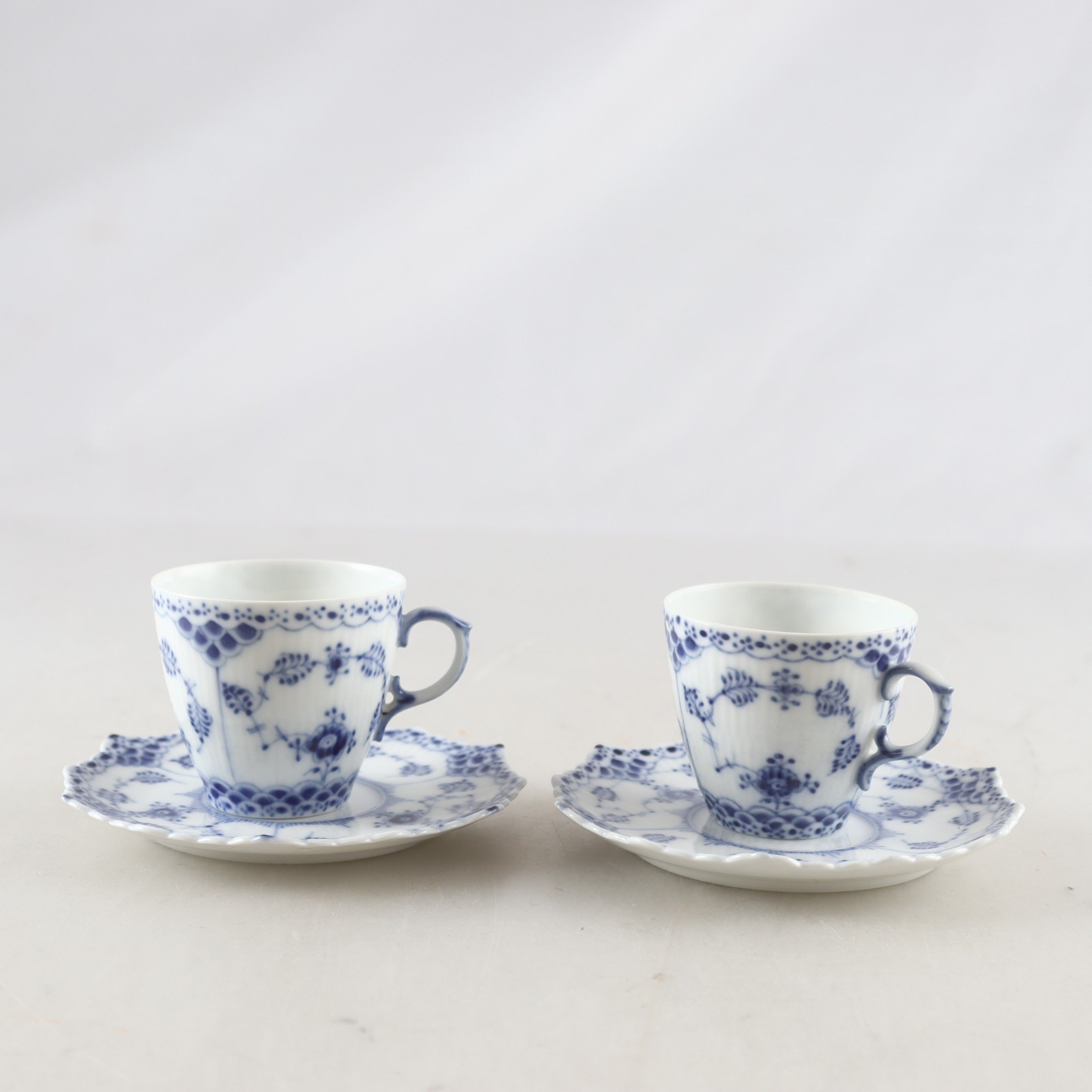 Koppar med fat, Royal copenhagen, Musselmalet, 2 st