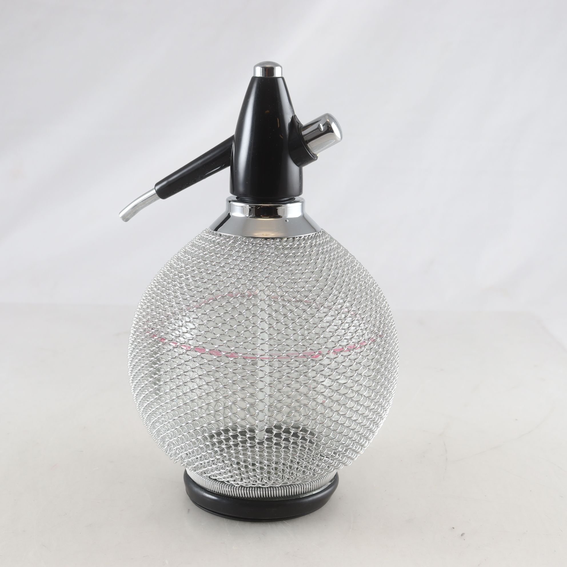 Sifon, glas & metallnät, 1900-tal. Samfraktas ej.