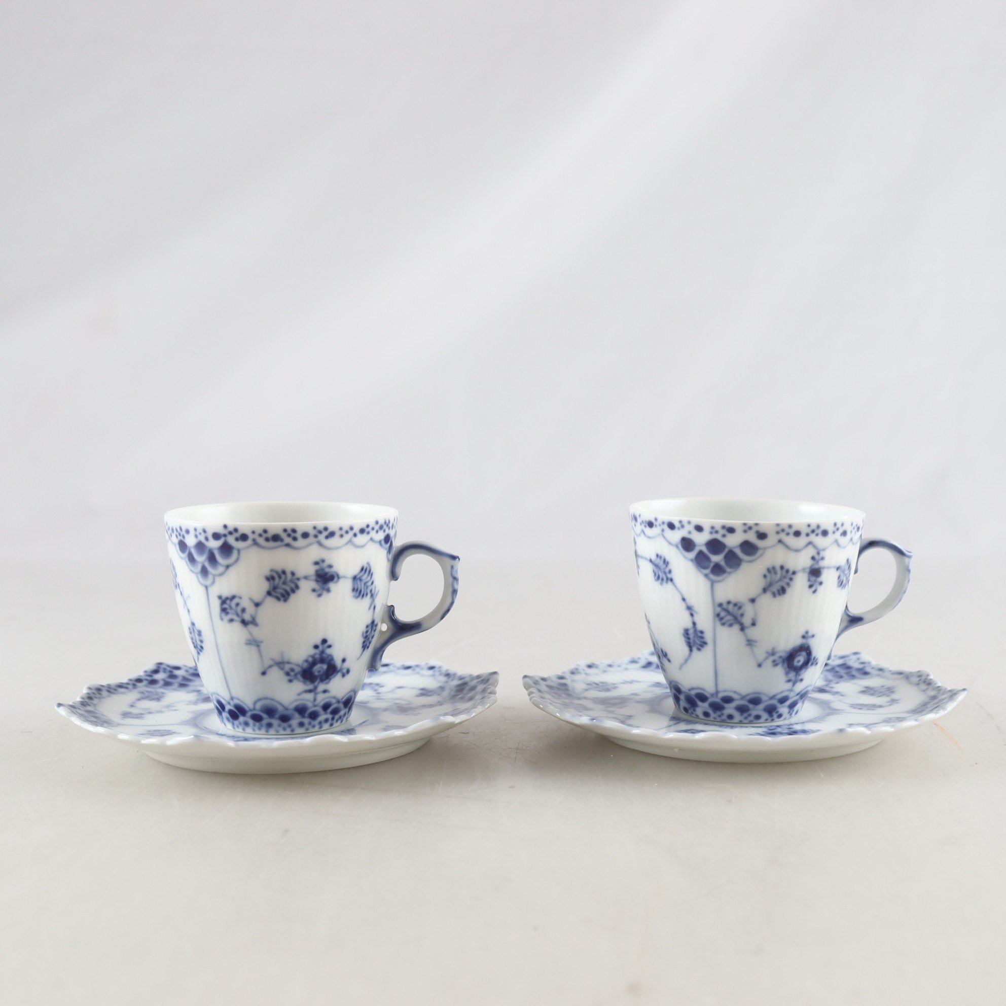 Koppar med fat, Royal copenhagen, Musselmalet, 2 st