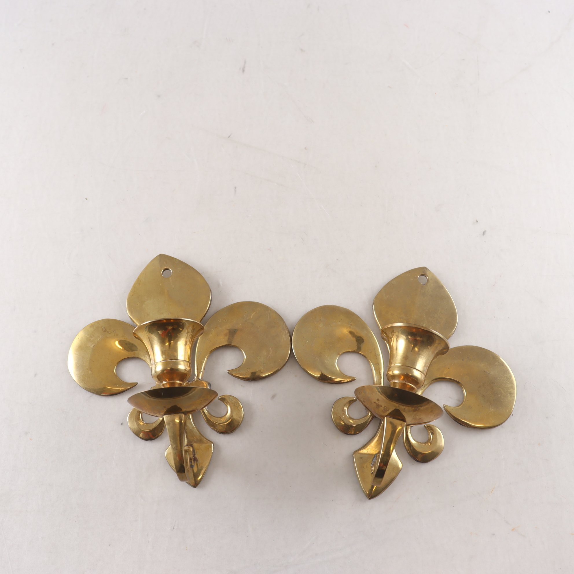 Lampetter, mässing, fransk lilja, 2 st