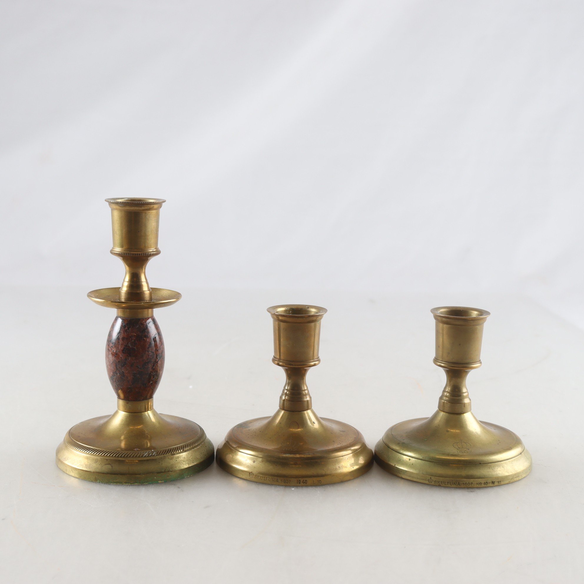 Ljusstakar, Mässing, Skultuna, 3 st