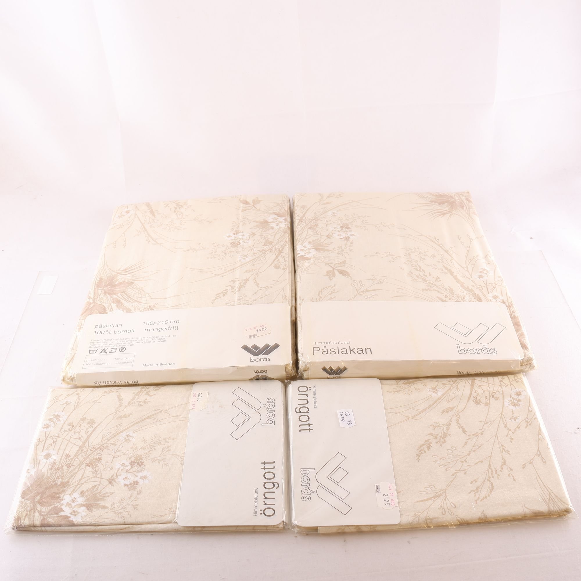 Bäddset, Borås Wäfveri, växtmönstrat, 2 st.