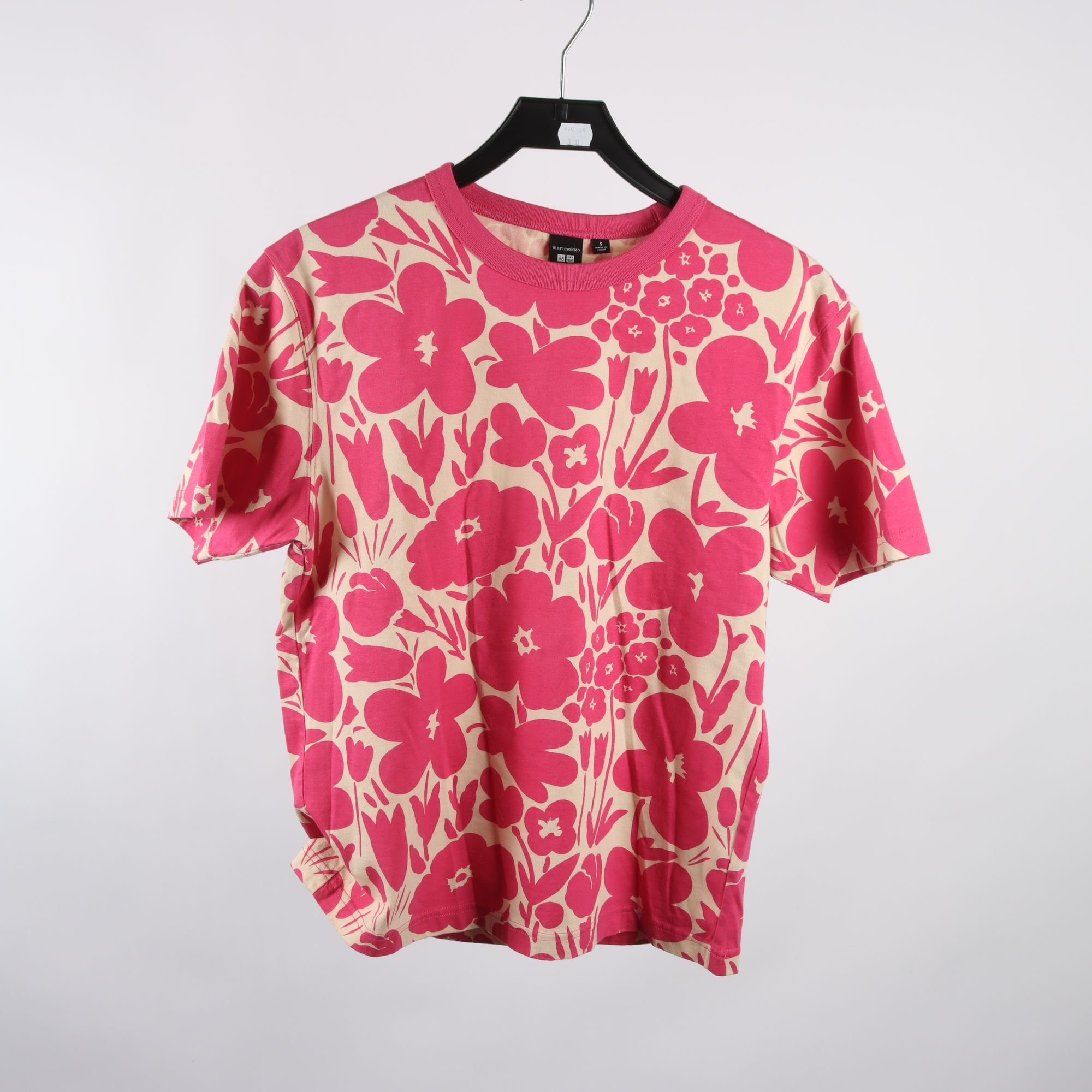 Tröja, Marimekko x Uniqlo, blommig, rosa, slt. S.