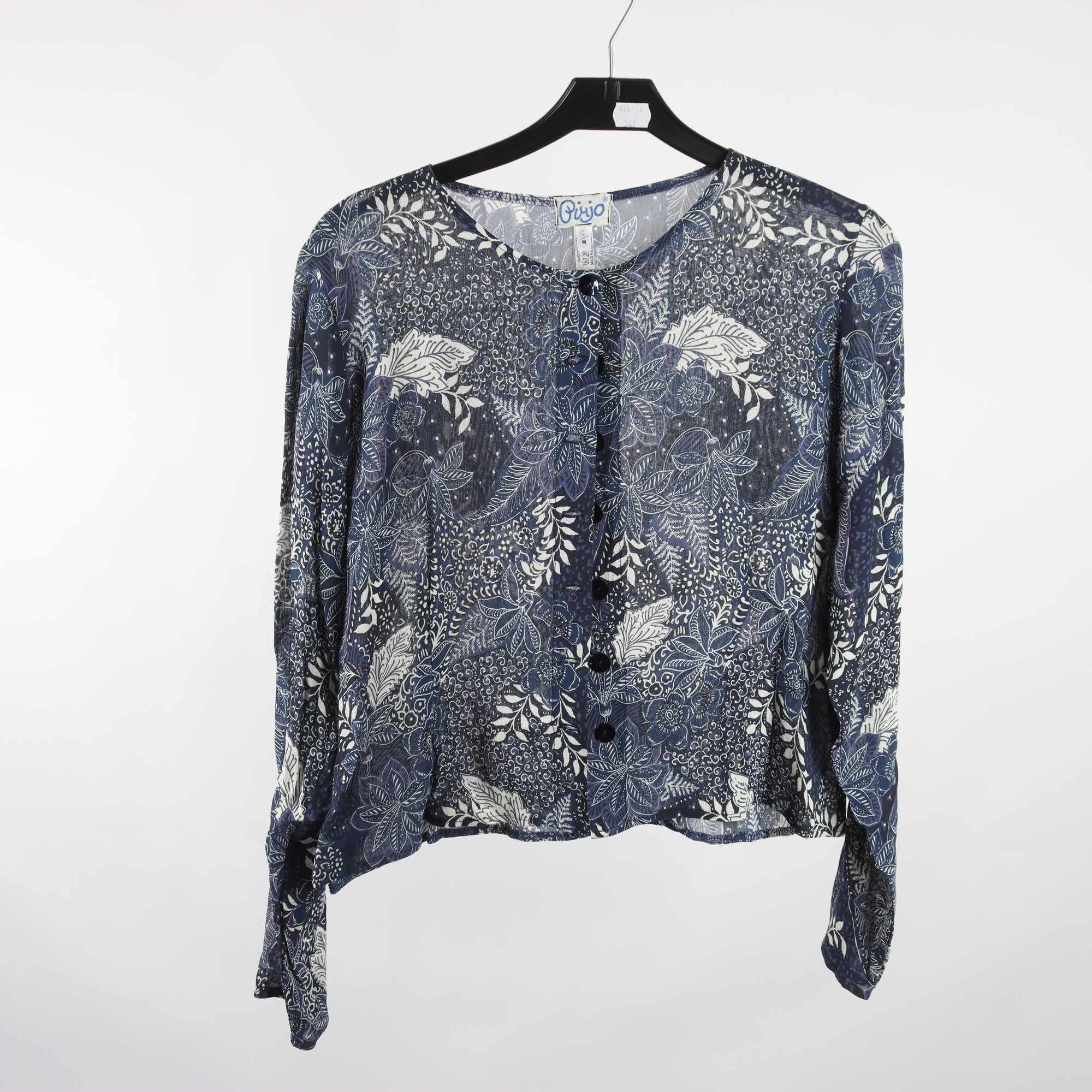 Blus, Pirjo, vit, blå, stl. M.