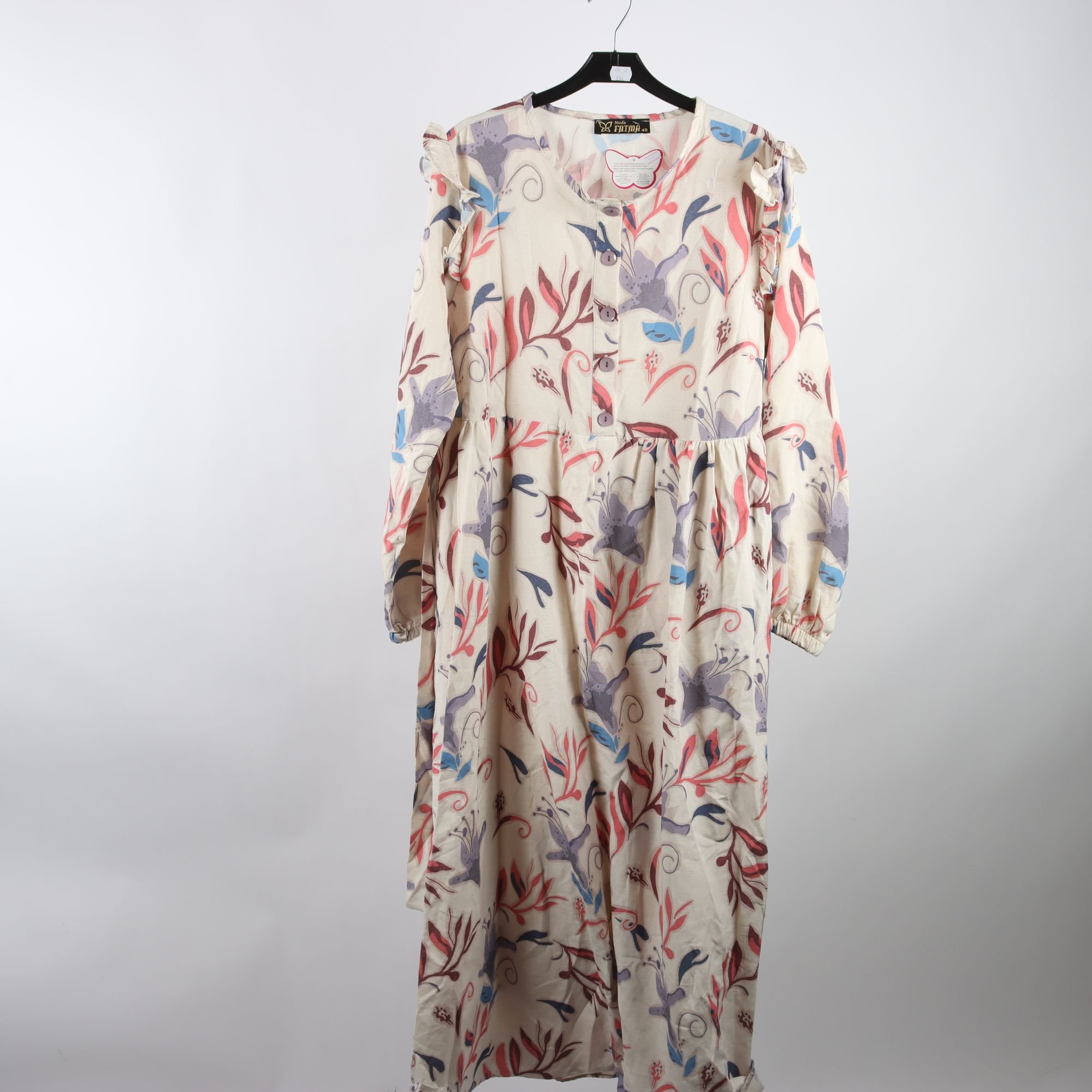 Klänning, Fatma, beige, blå, stl. 48.