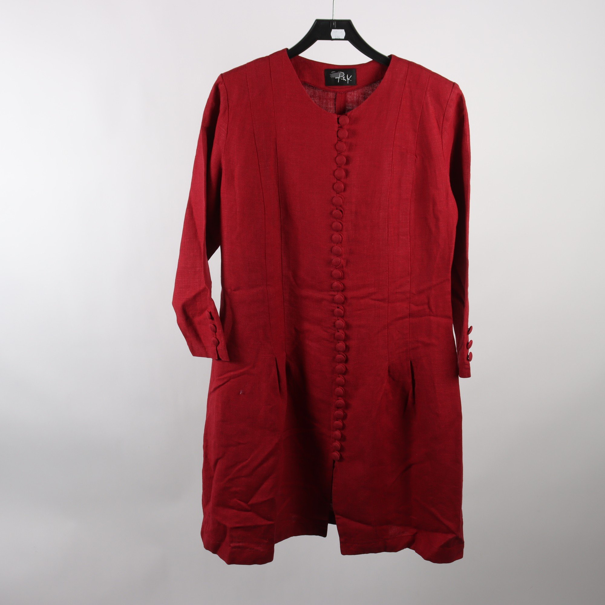 Klänning, Rita, vinröd, lin, stl. 44.