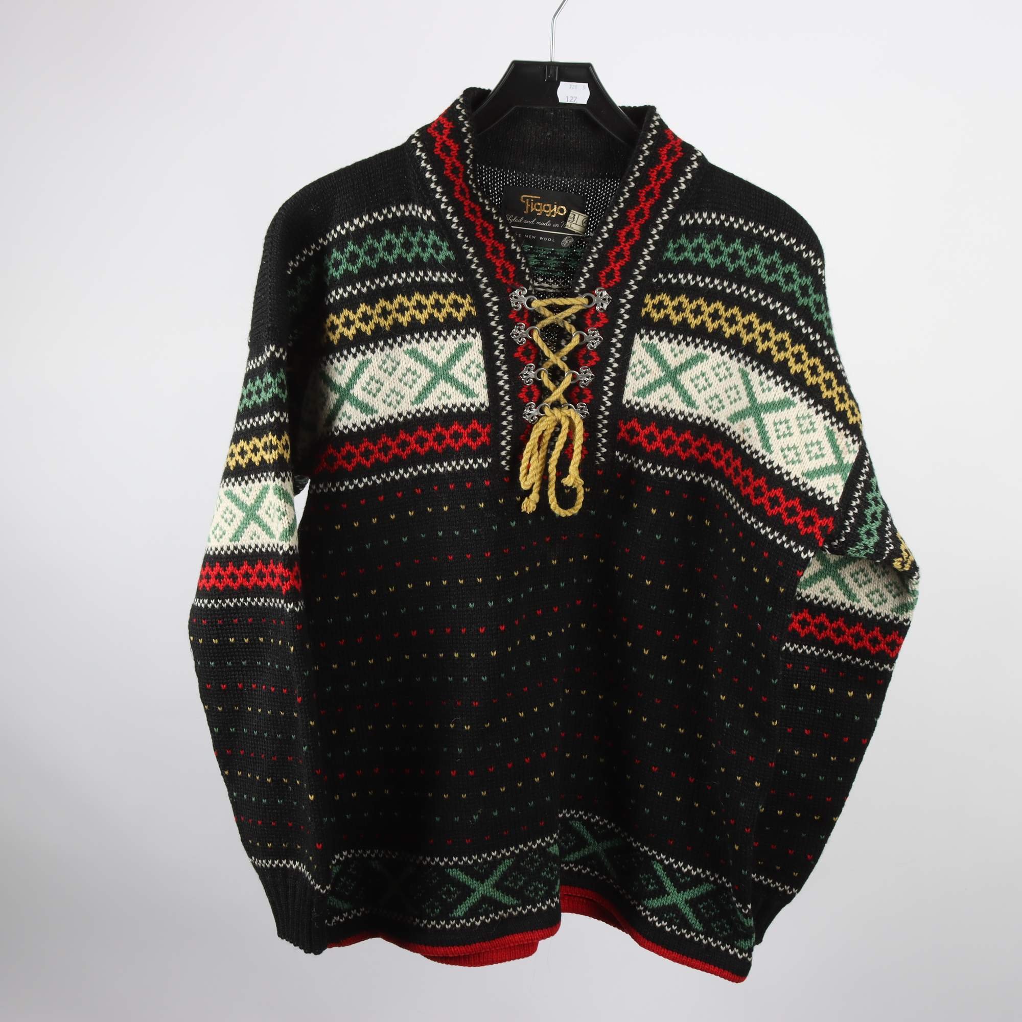 Tröja, Figgio, svart, mönstrad, st ca. L/XL