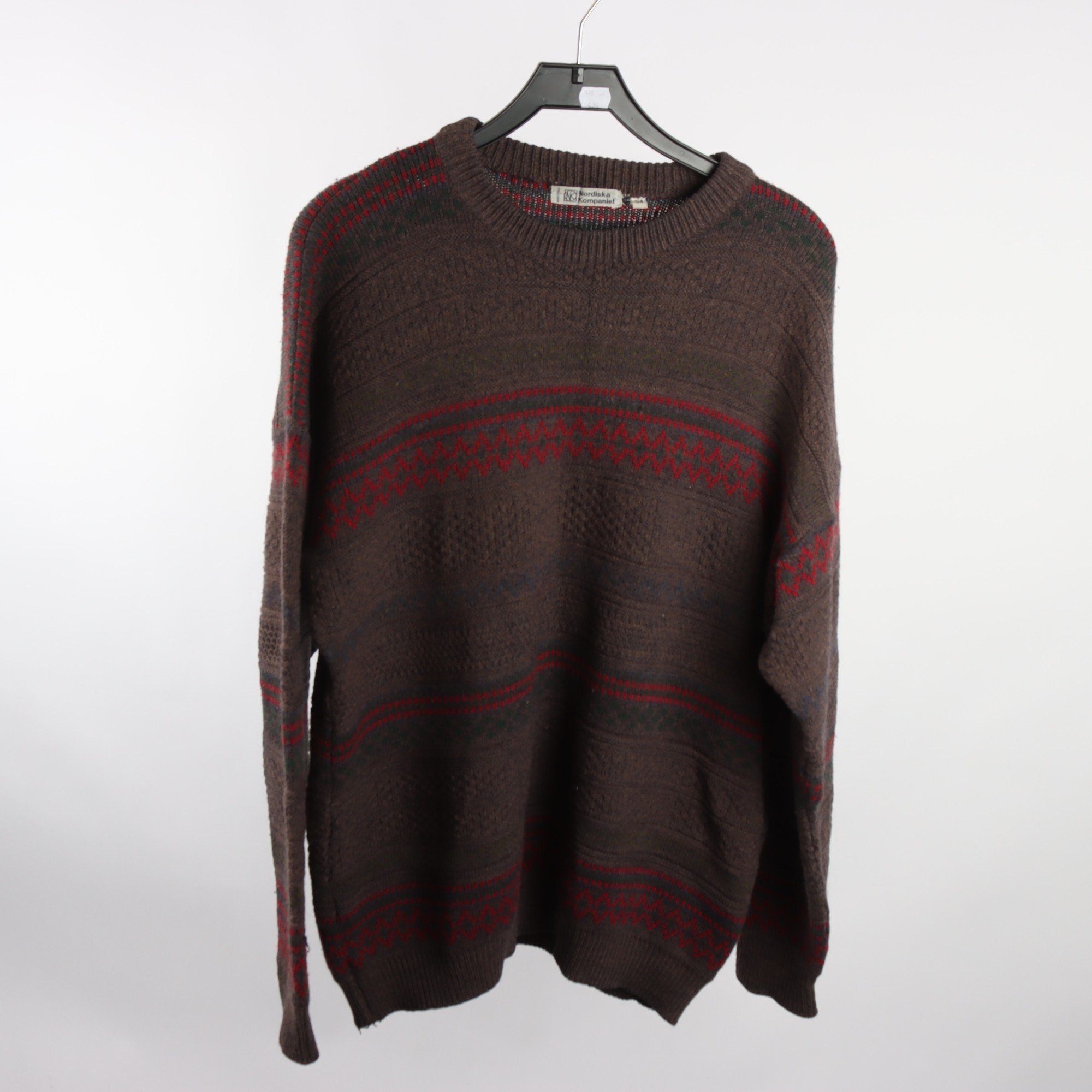 Tröja, NK, Nordiska Kompaniet, brun, vinröd, ull, stl. 54.