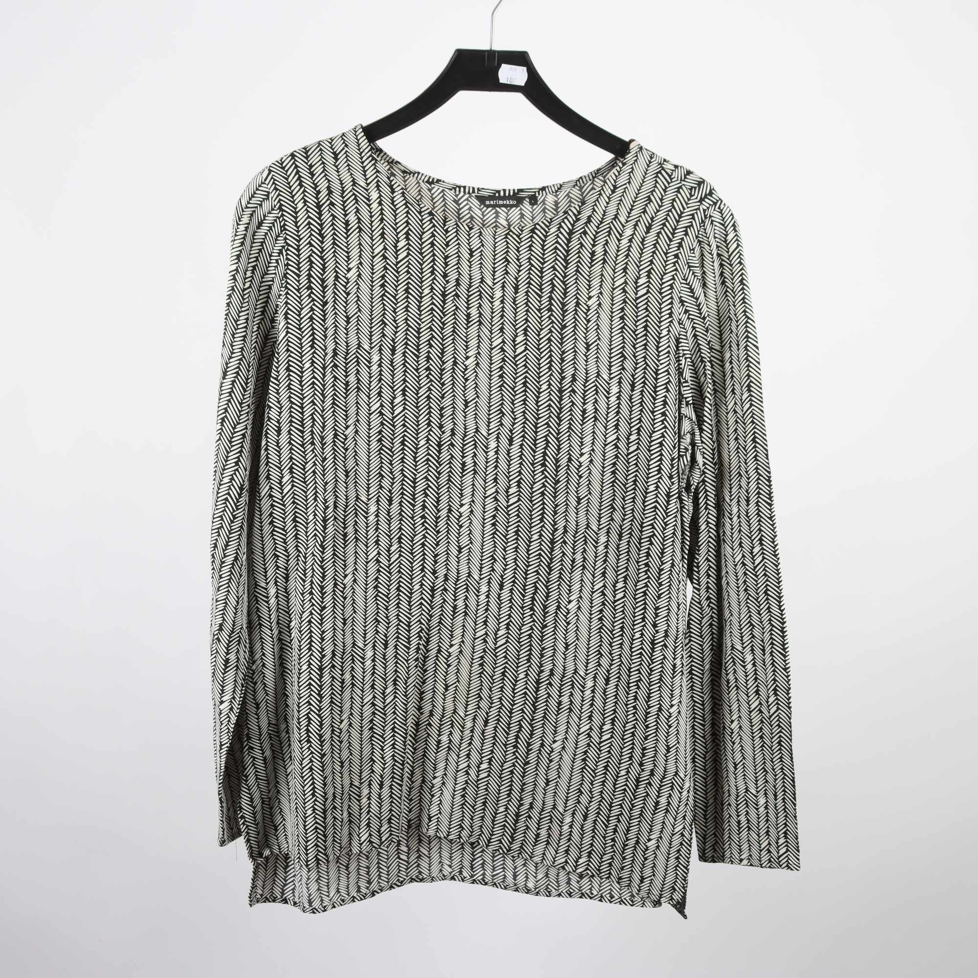 Blus, Marimekko, svart, vit, mönstrad, stl. L