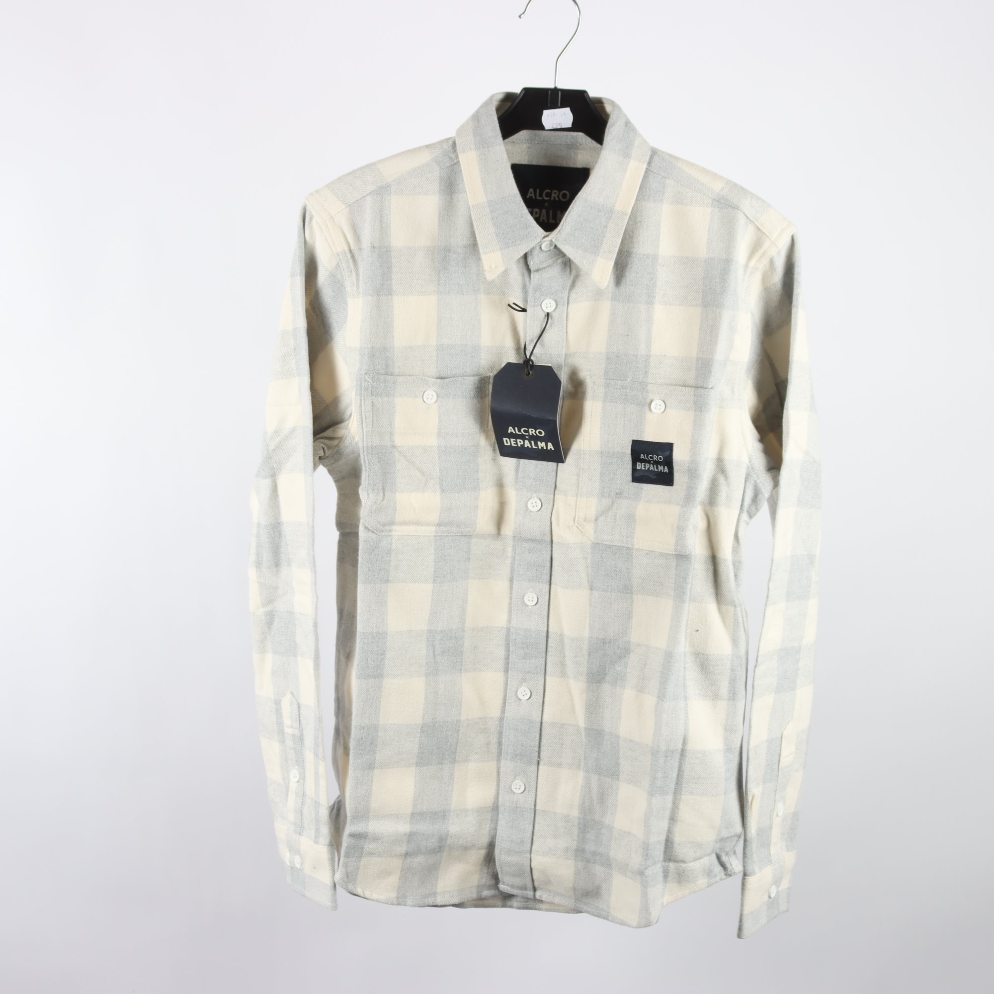 Skjorta, Alcro x Depalma, rutig, vit, grå, stl. S.