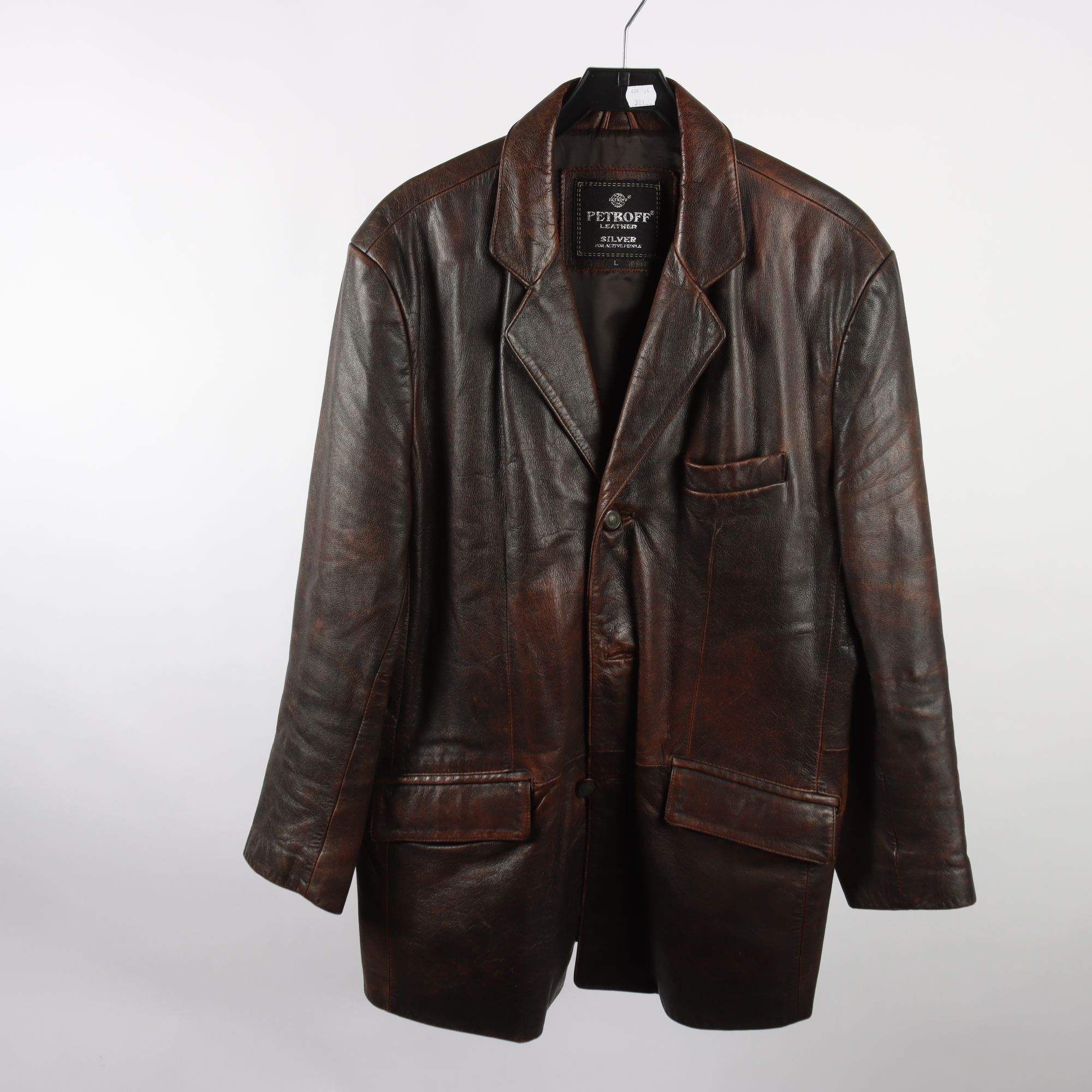 Skinnjacka, Petroff, brun, stl. L.