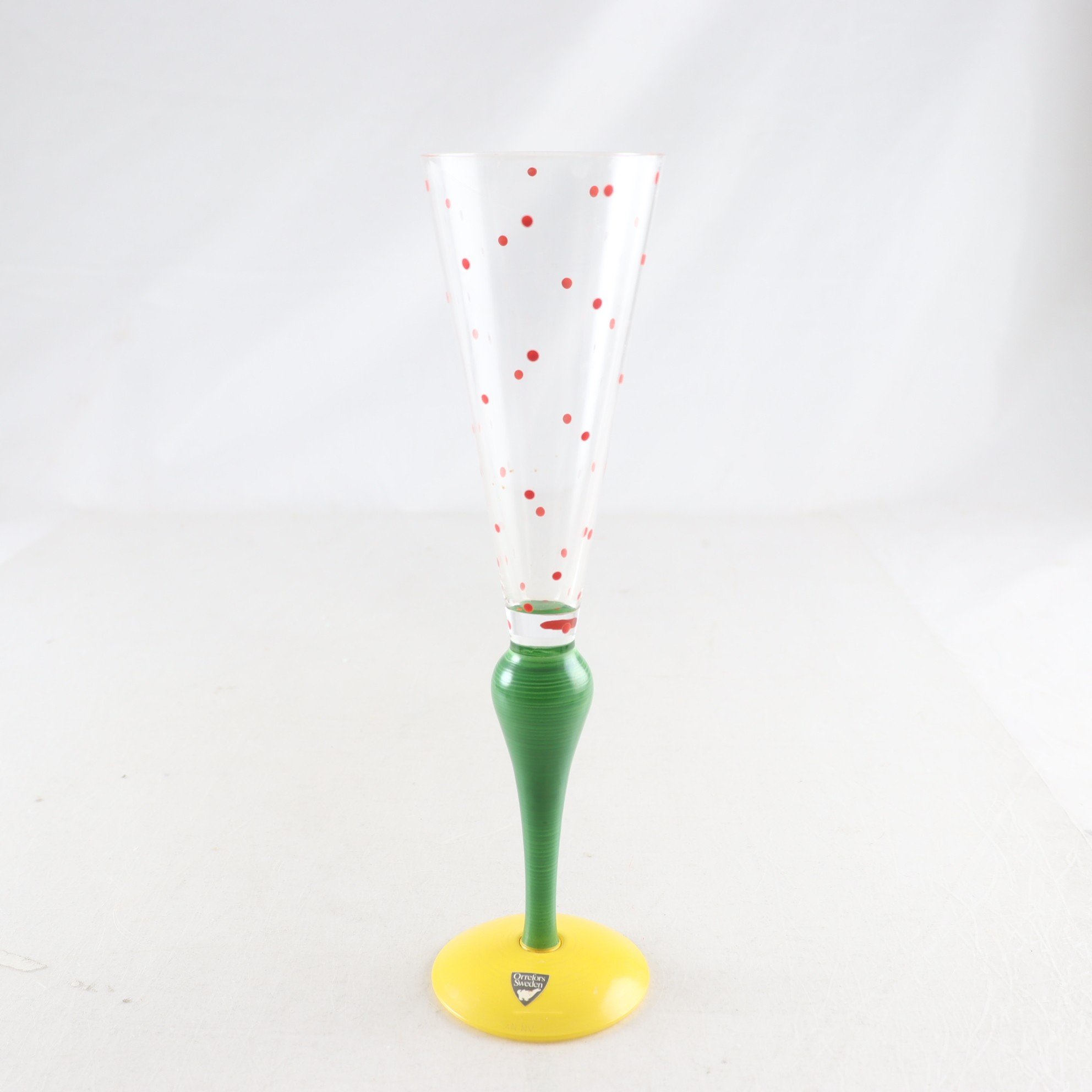 Champagneglas, Clown, Anne Nilsson, Orrefors, signerad