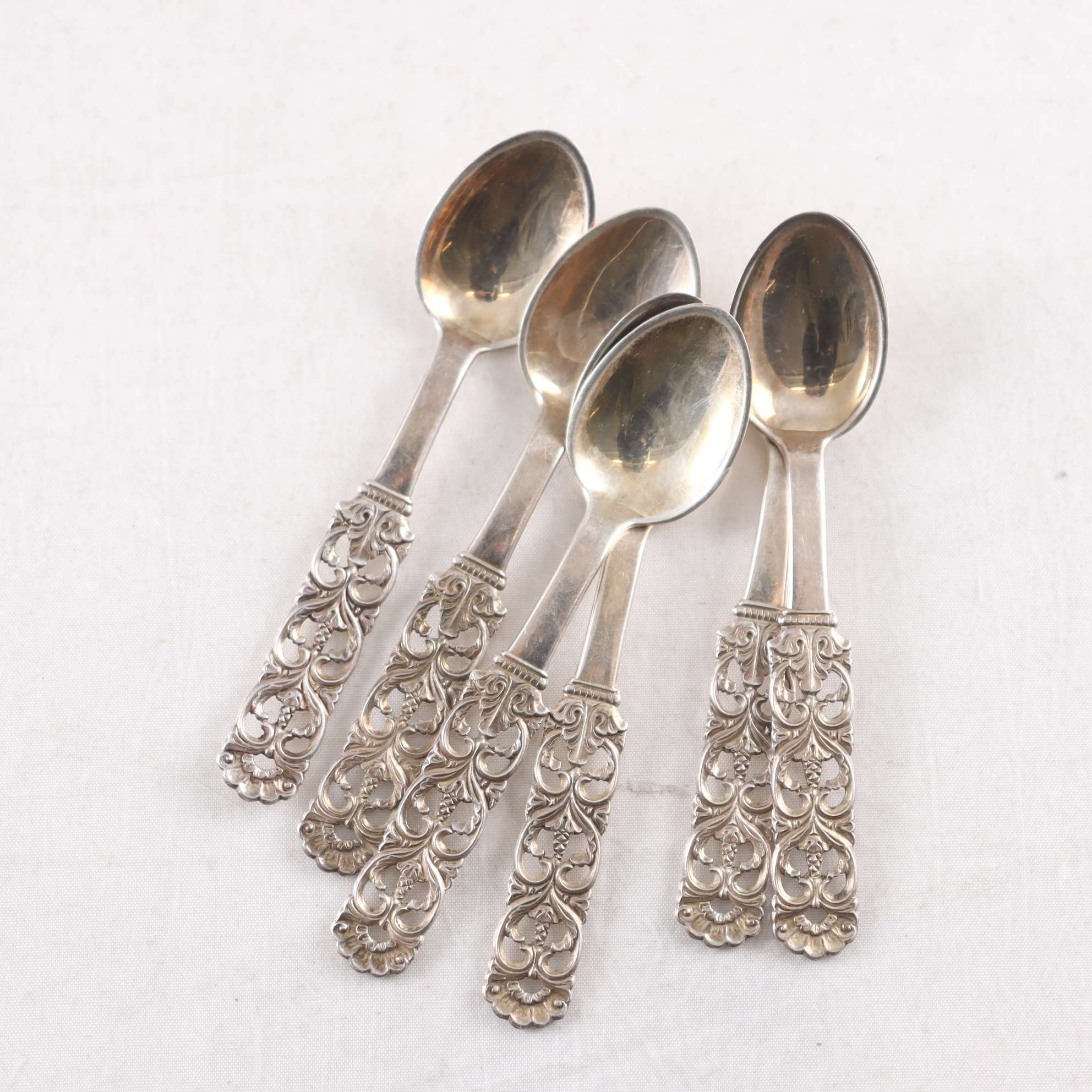 Kaffeskedar, silver, 830, Bröderna Lohne, Norge, 6 st