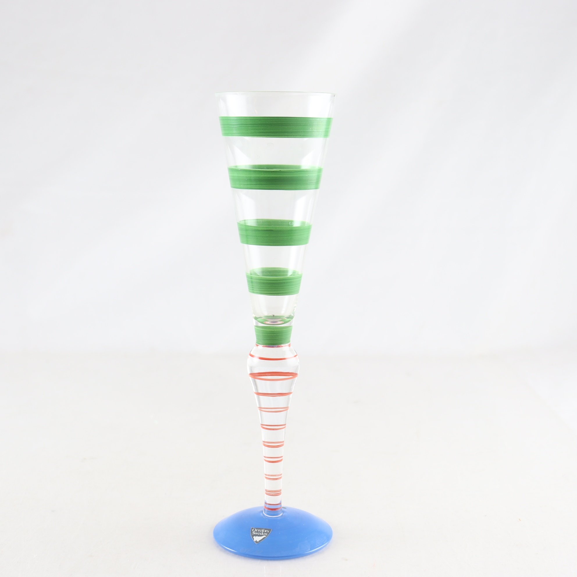 Champagneglas, Clown, Anne Nilsson, Orrefors, signerad