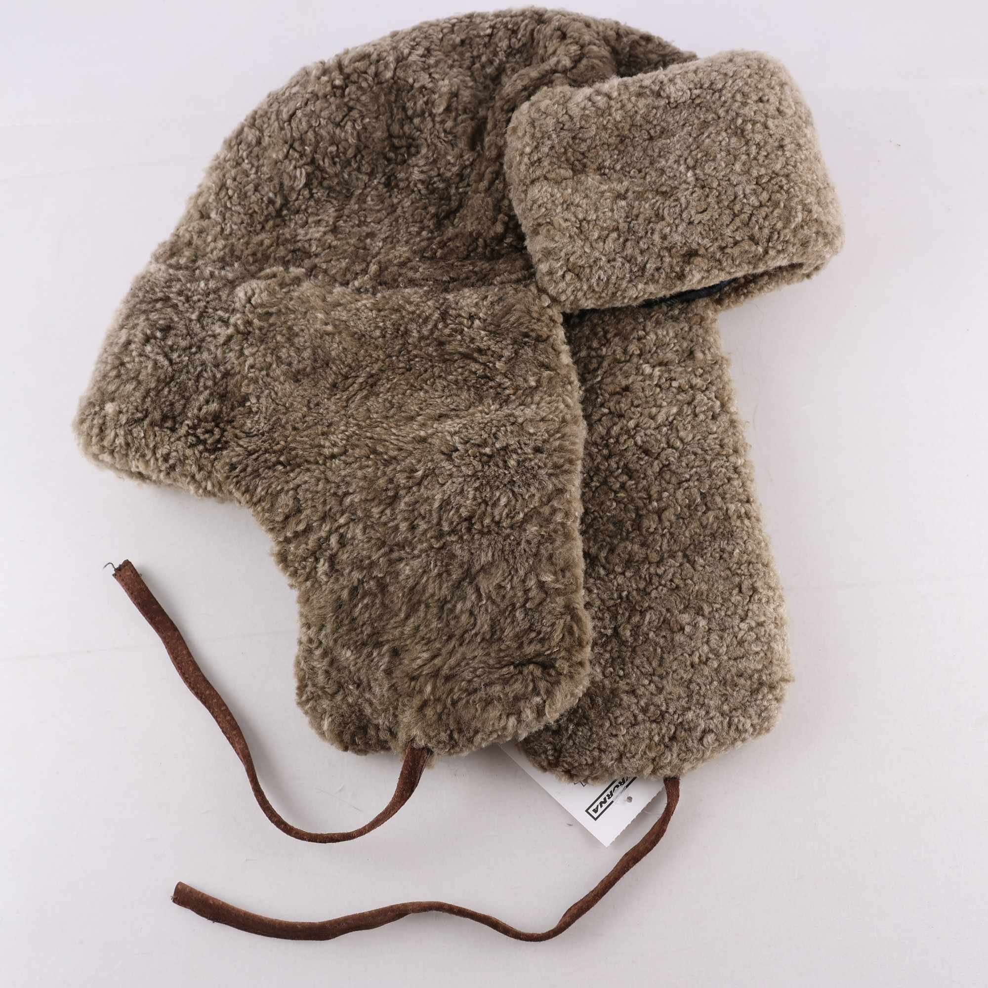 Mössa, Mad Bomber, beige, skinn, stl. L.