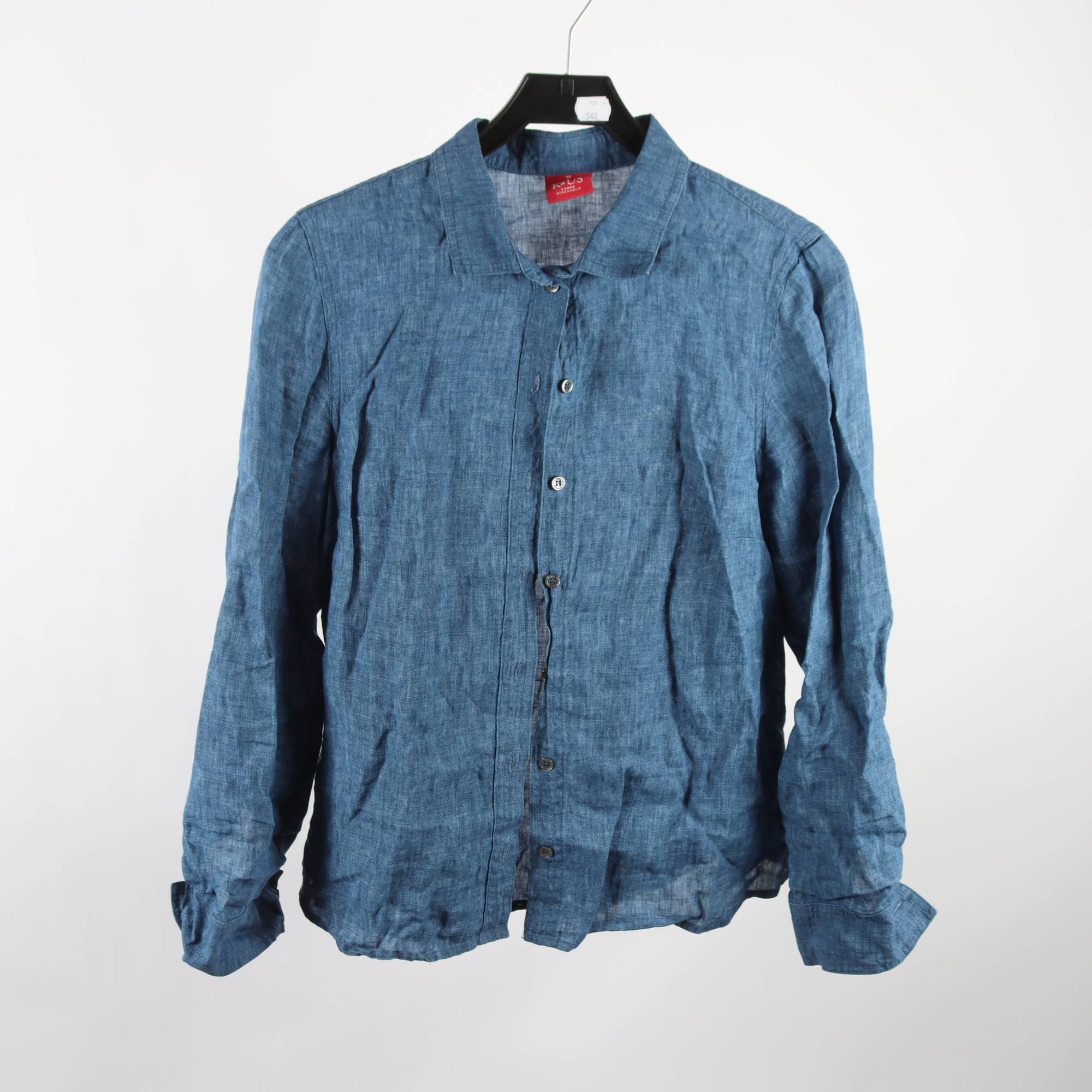 Blus, K&Us, blå, lin, stl. 40.