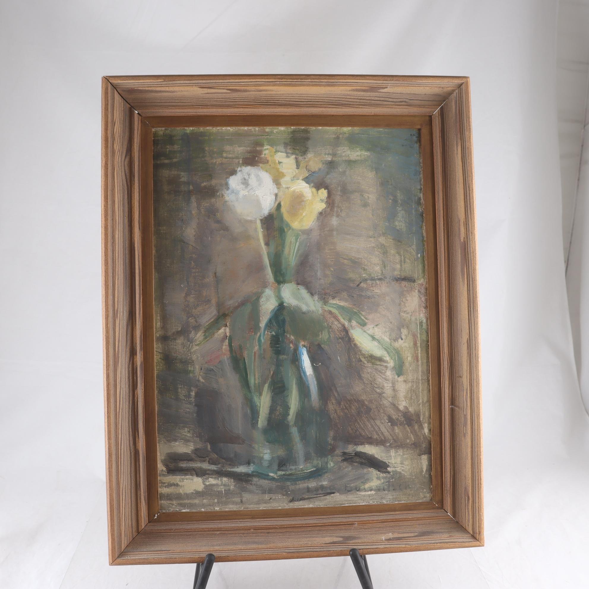 Olja på duk, blomsterstilleben, Lola Butovitsch. Endast avhämtning.