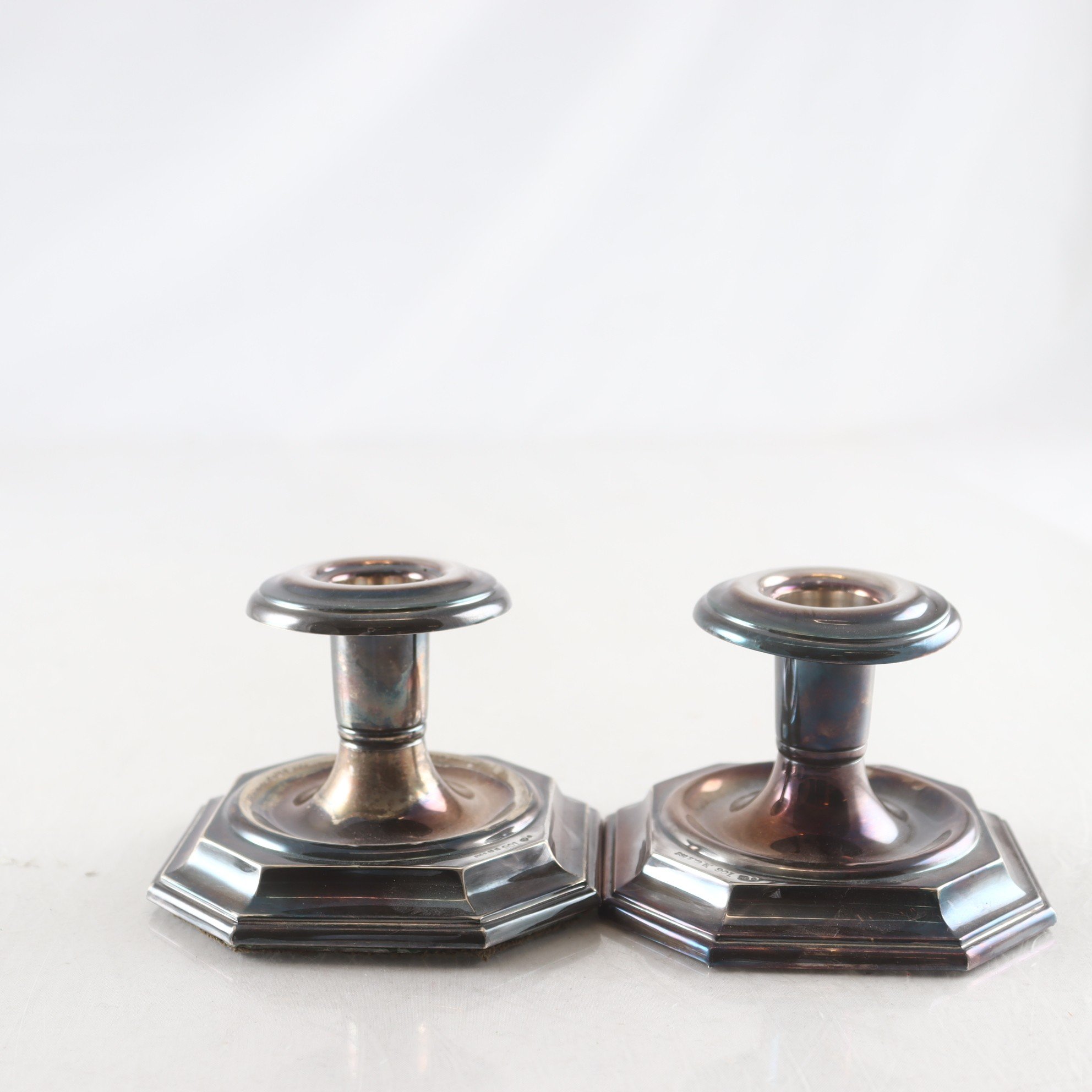 Paret ljusstakar, silver 830, Norge 907, svensk importstämpel