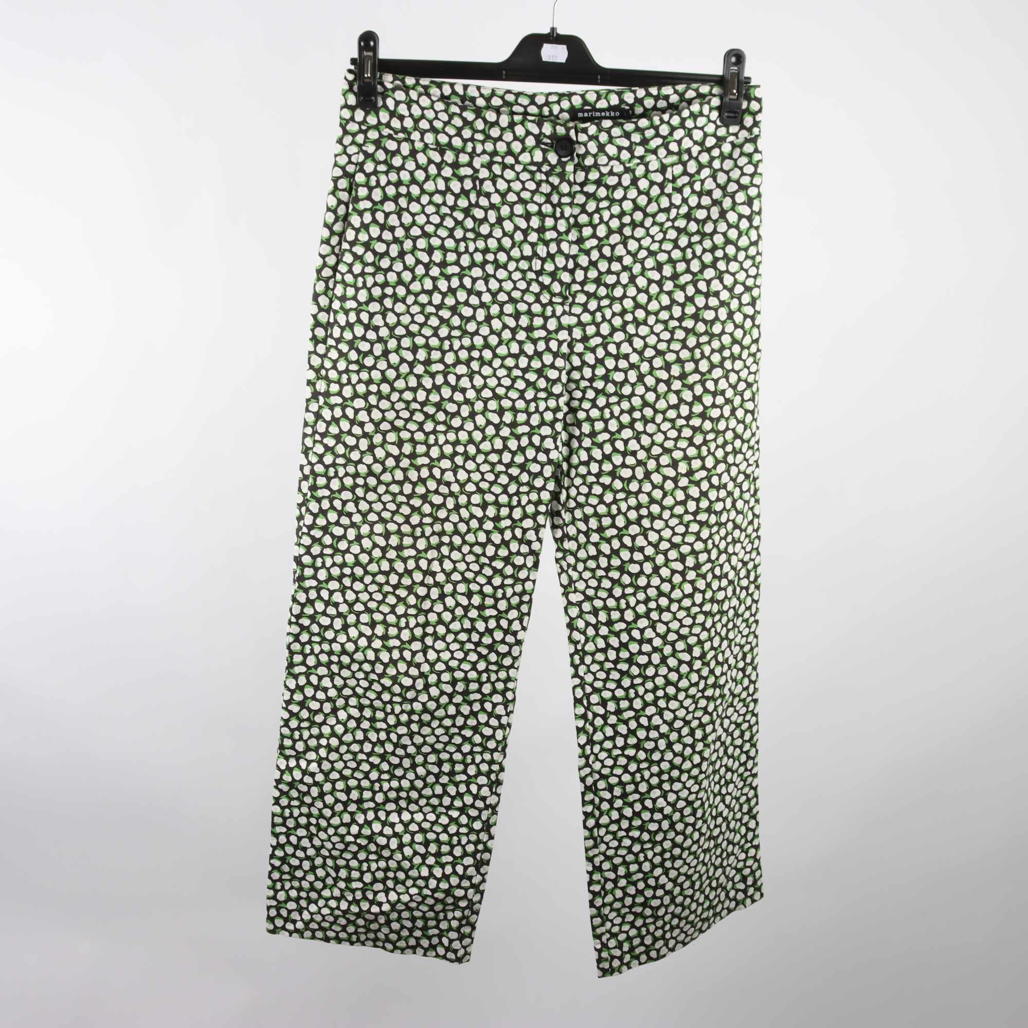 Byxor, Marimekko, grön, vit, svart, stl. 40.