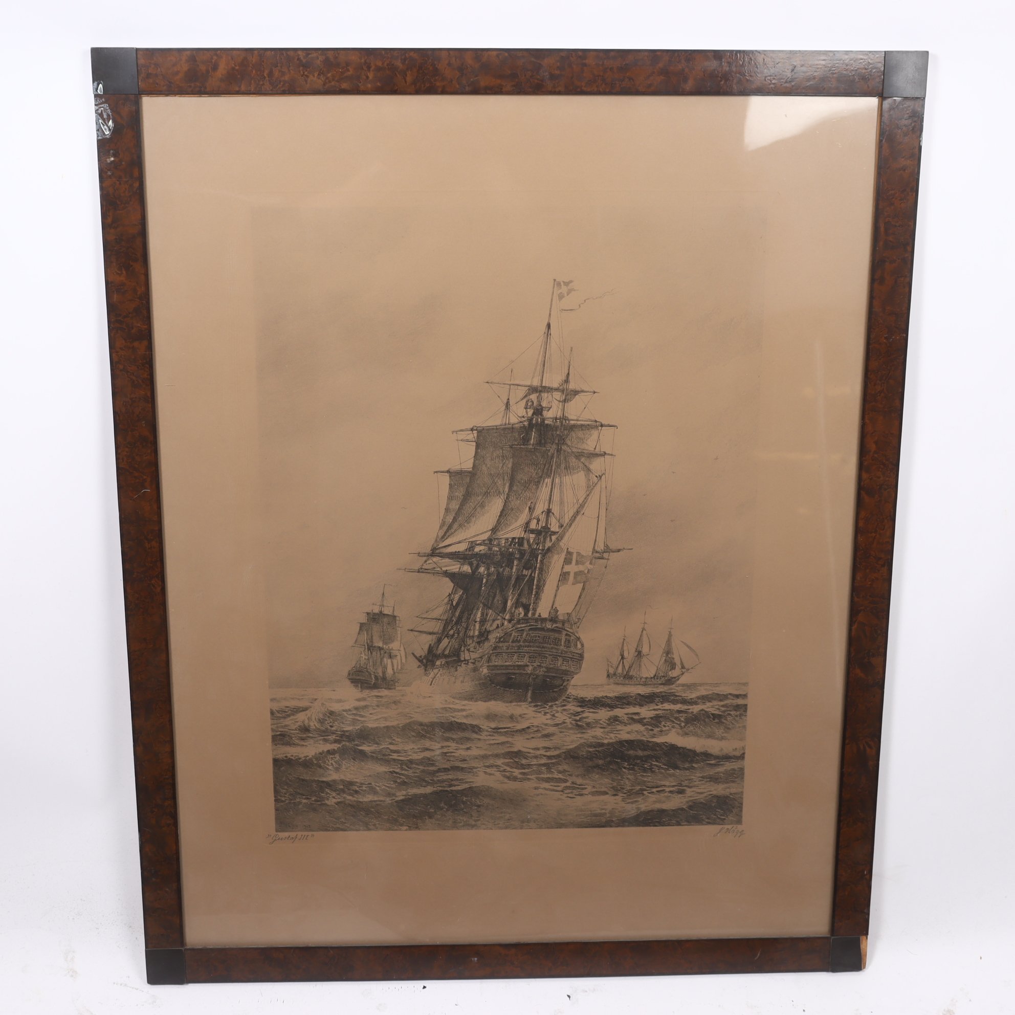 Tryck, Gustaf III, Jacob Hägg, (1839-1931), signerad. Endast avhämtning.