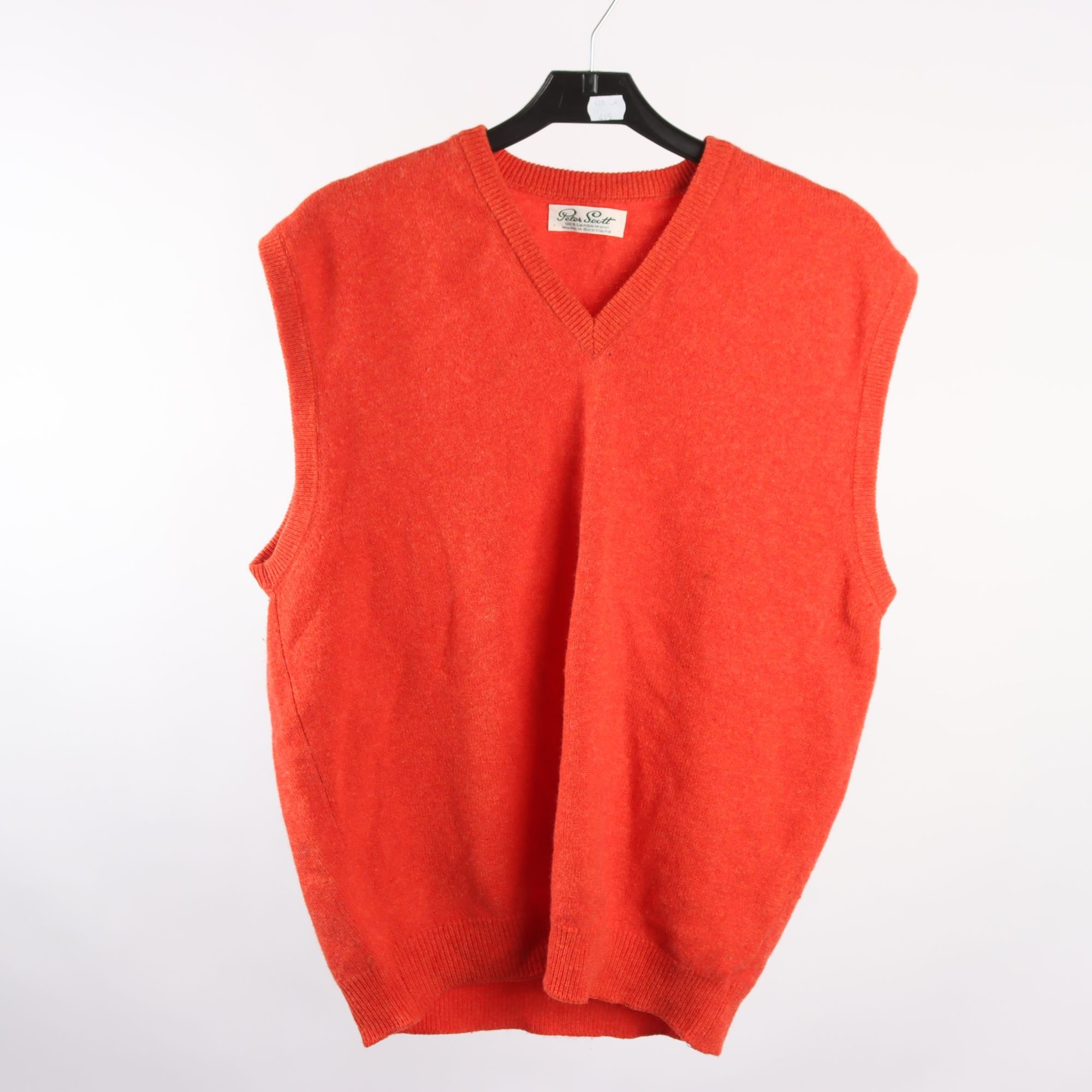 Väst, Peter Scott, orange, lammull, stl. 40.
