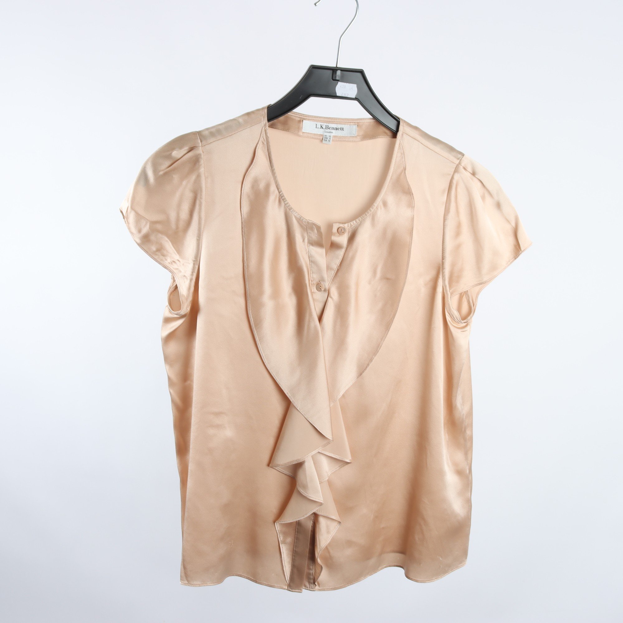Blus, L.K. Bennett, beige, 100% silke, stl. 38.