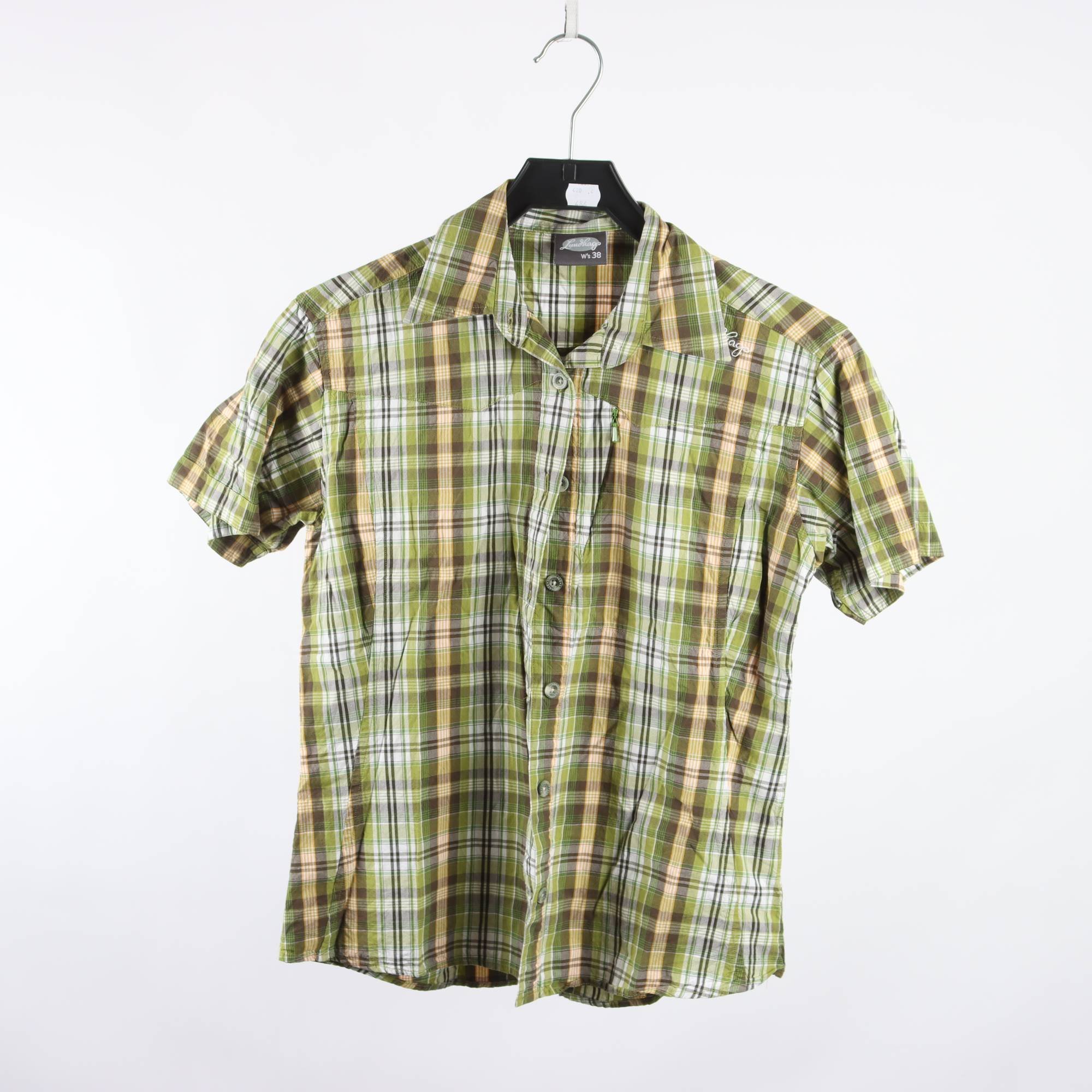 Skjorta, Lundhags, rutig, gul, grön, stl. 38.