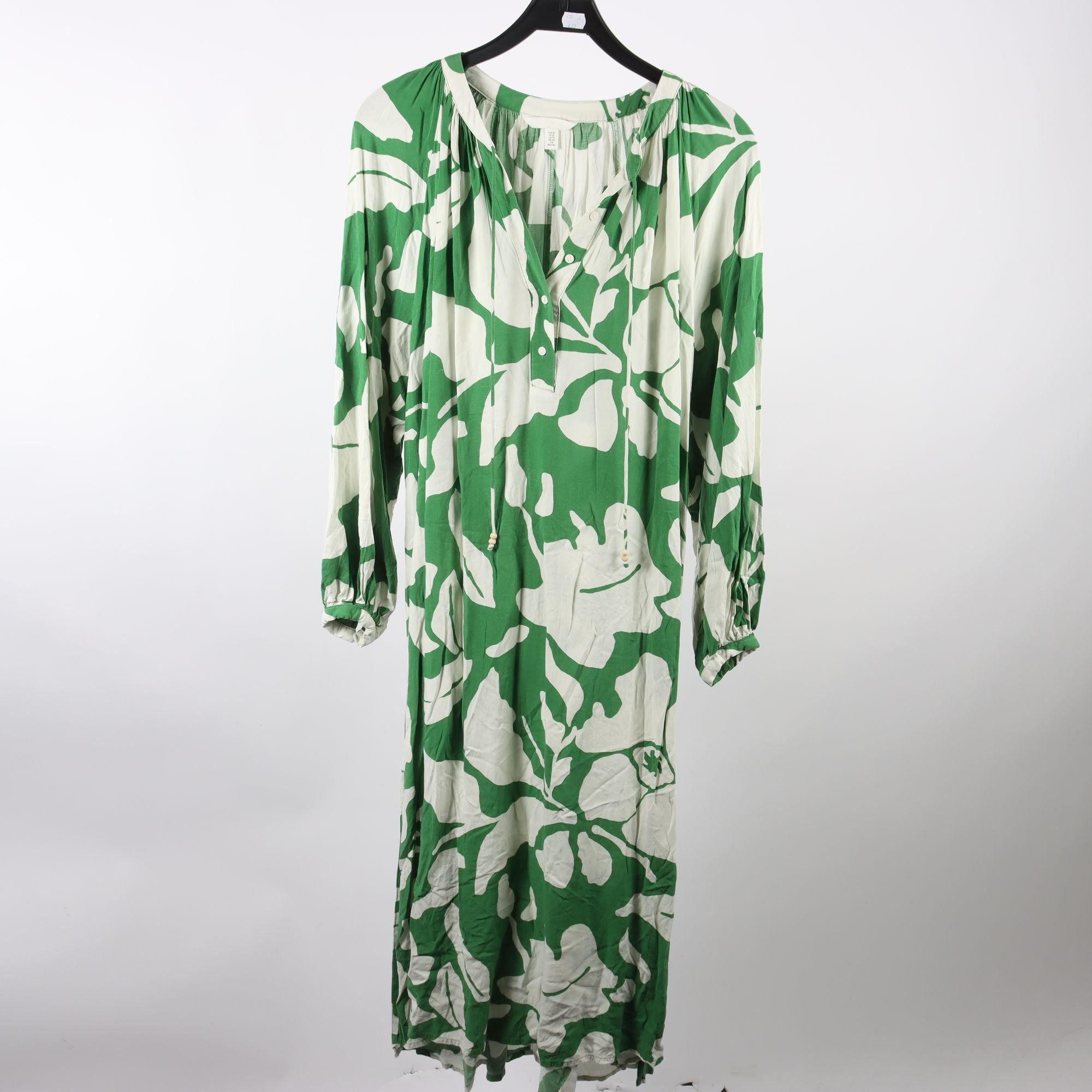 Klänning, H&M, vit, grön, stl. XL.