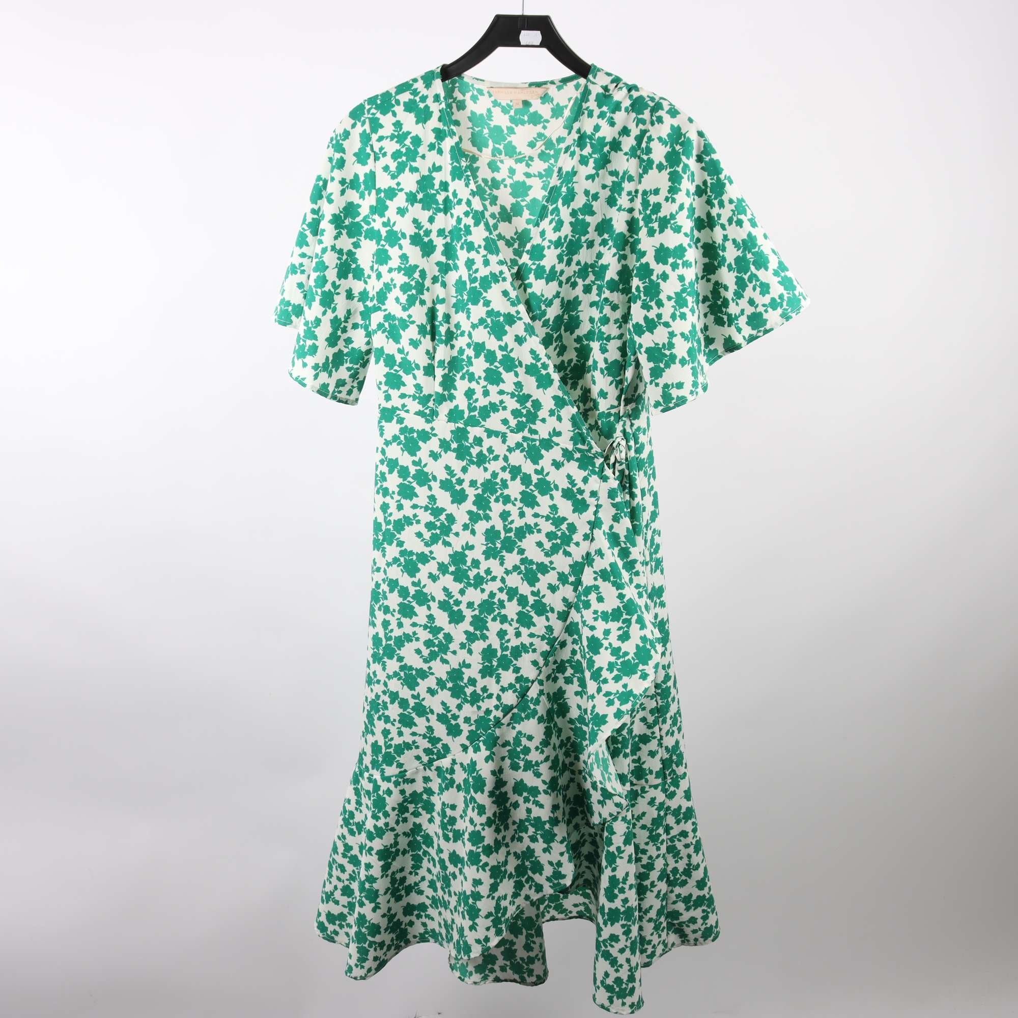 Klänning, Pernilla Wahlgren, vit, grön, stl. M.