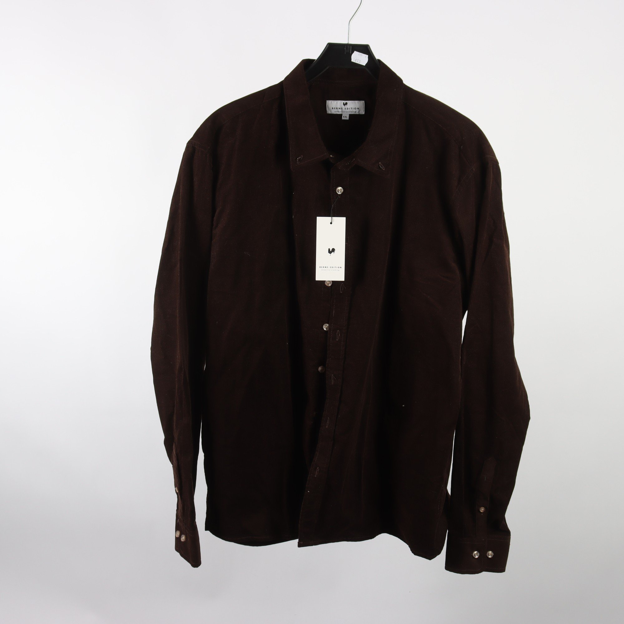 Skjorta, Berns Edition, brun, manchester, stl. XXL.