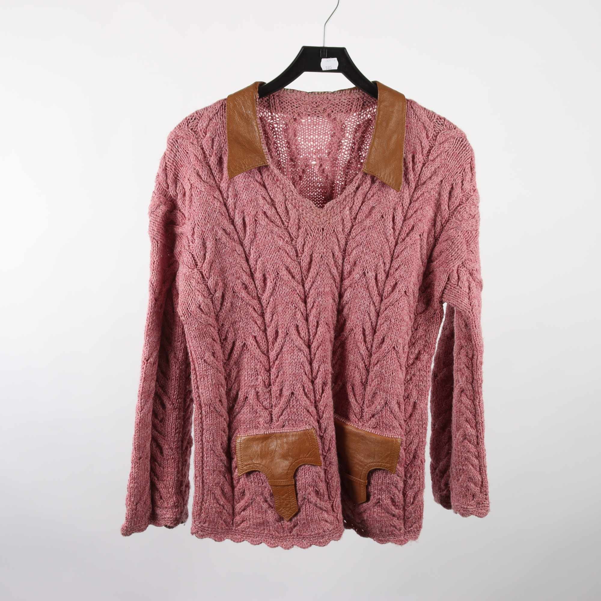 Tröja, Okänd, rosa, brun, skinn, stl. ca. M/L.