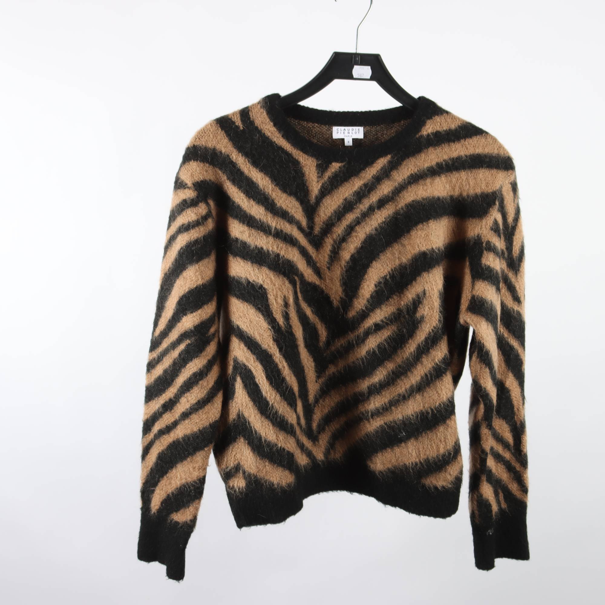 Tröja, Claudie Pierlot, brun, svart, mohairmix, stl. L.