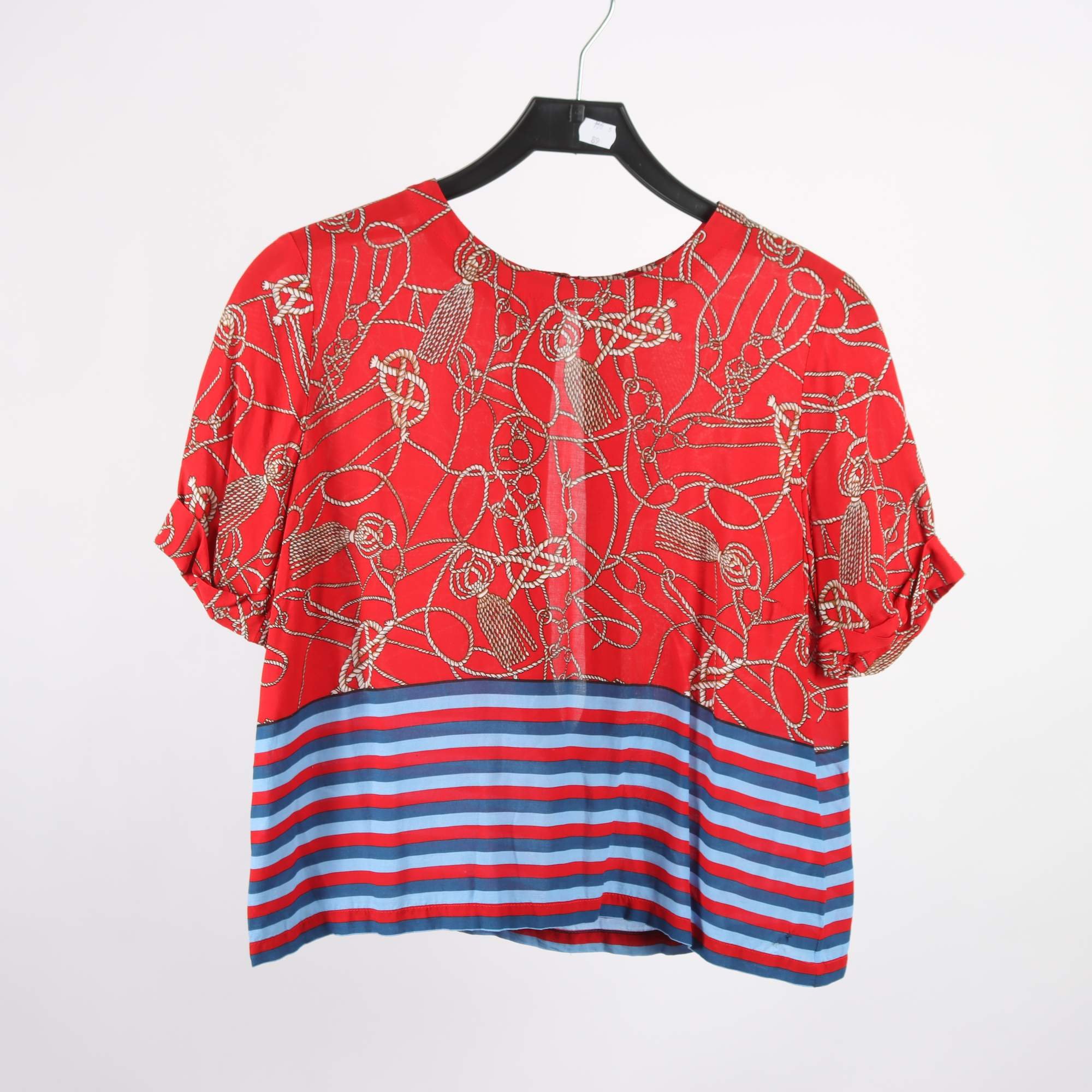 Blus, Rodebjer, röd, mönstrad, stl. S