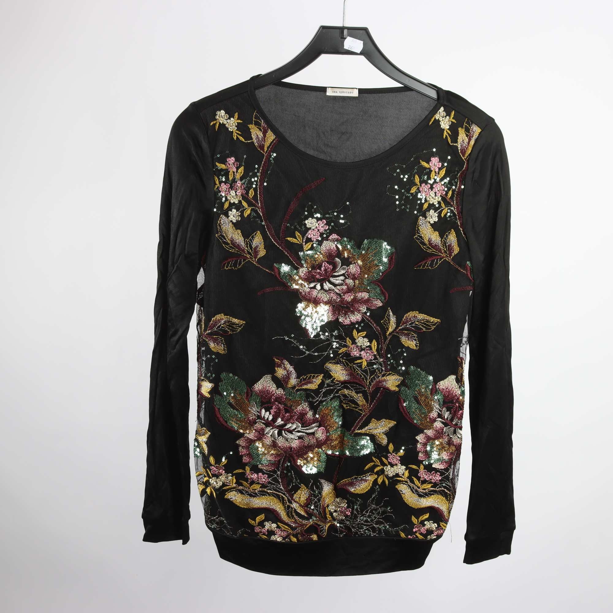 Tröja, Ida Sjöstedt, svart, mönstrad, paljetter, broderi, stl. 36