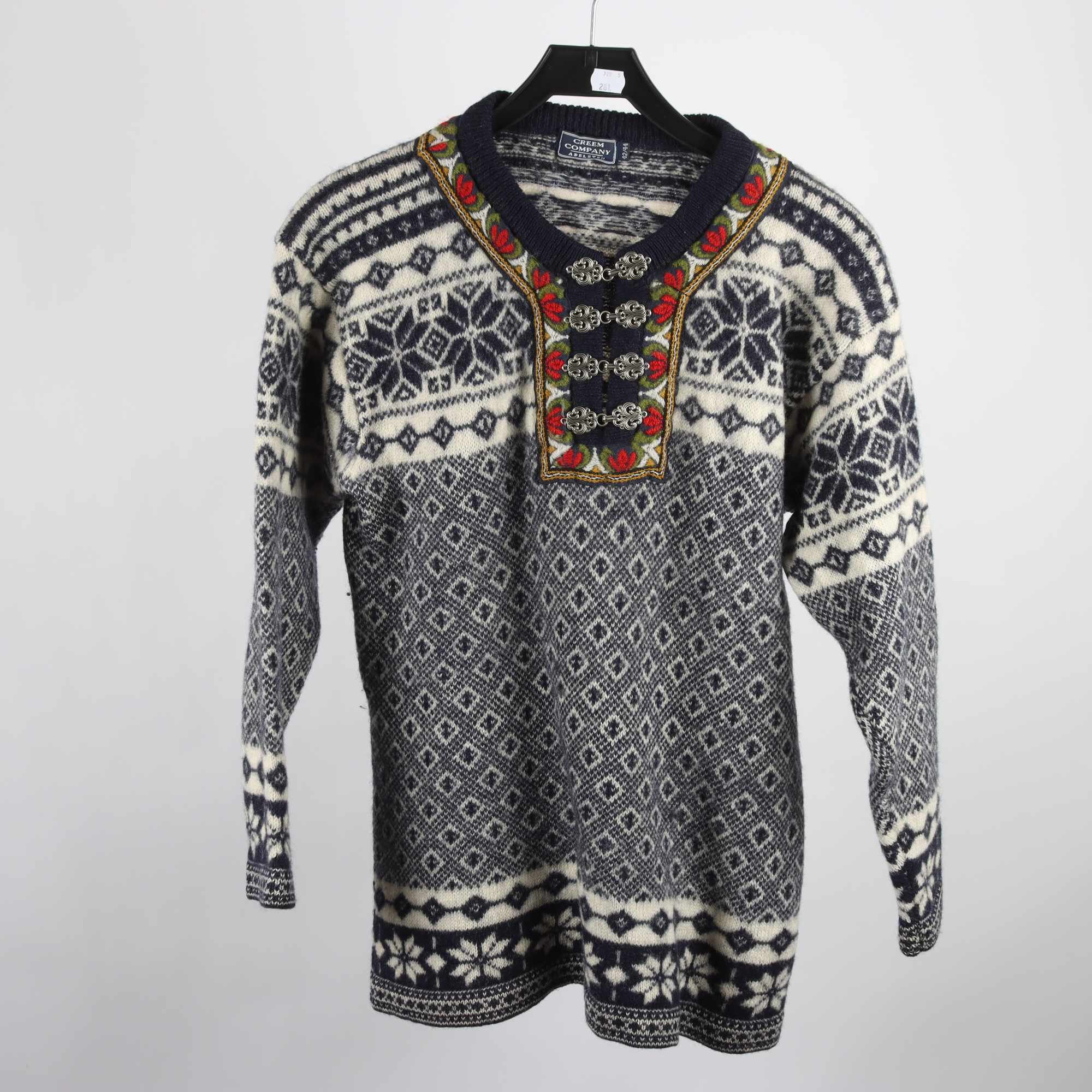 Tröja, Adelsten, blå, vit, mönstrad, stl. 42/44