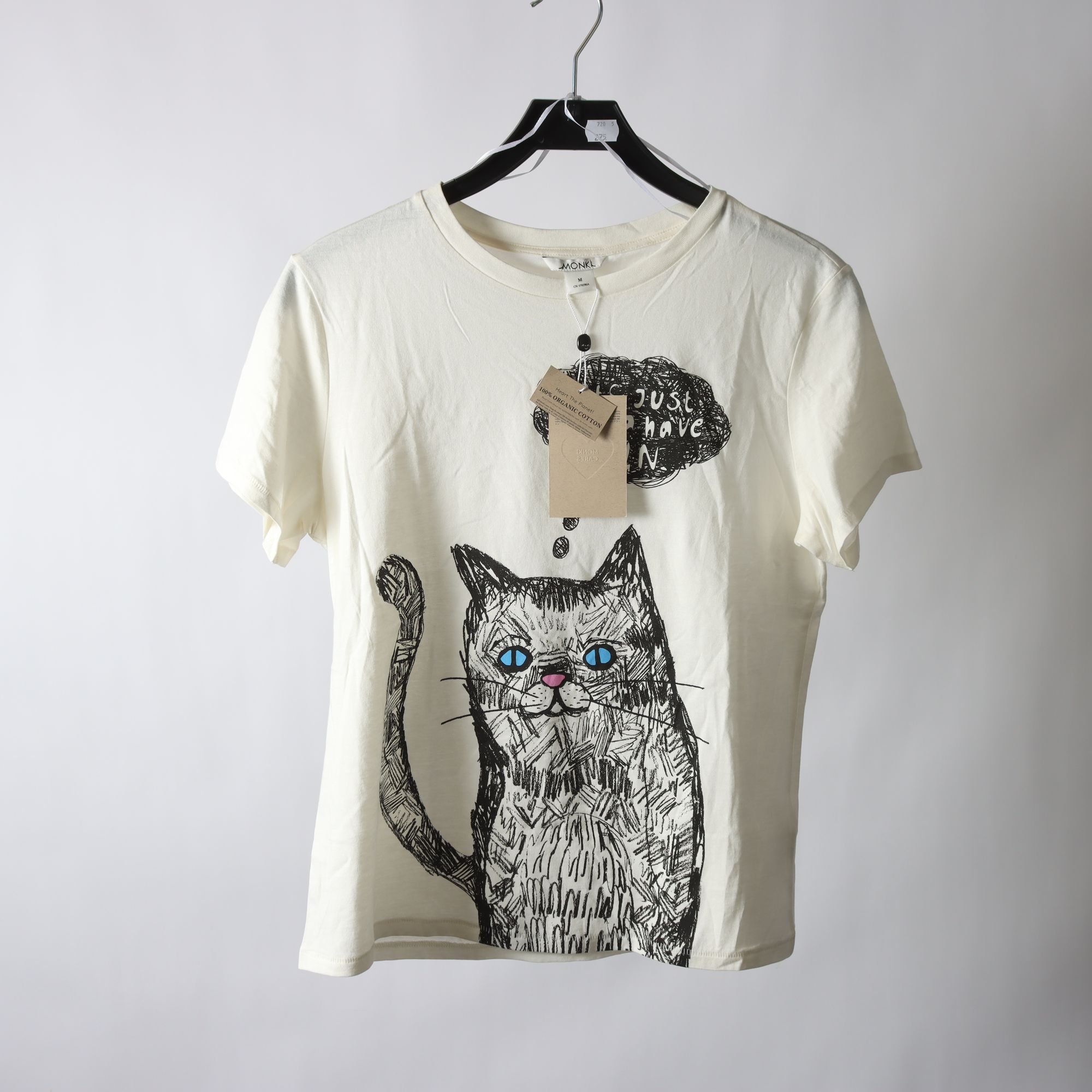 T-shirt, Monki, vit, katt, stl. M