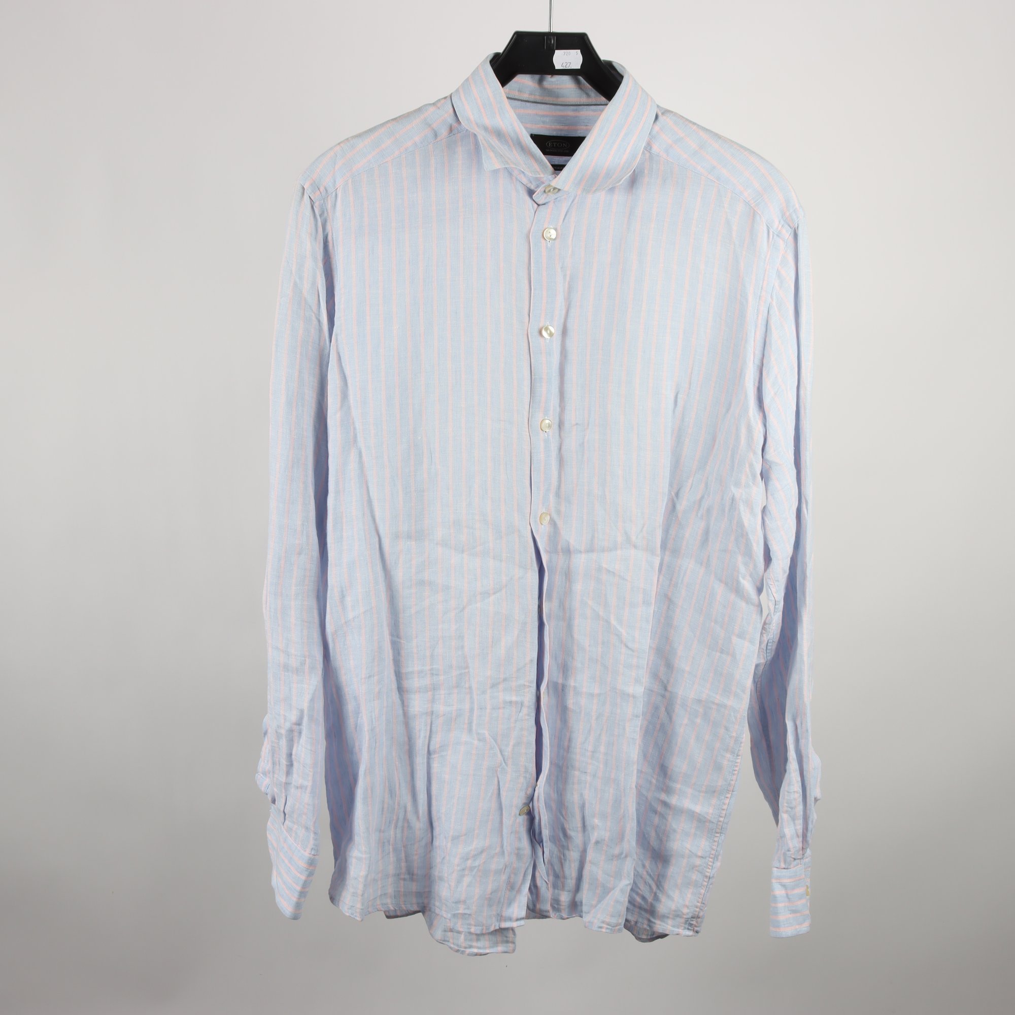 Skjorta, Eton, blå, rosa, randig, stl. L