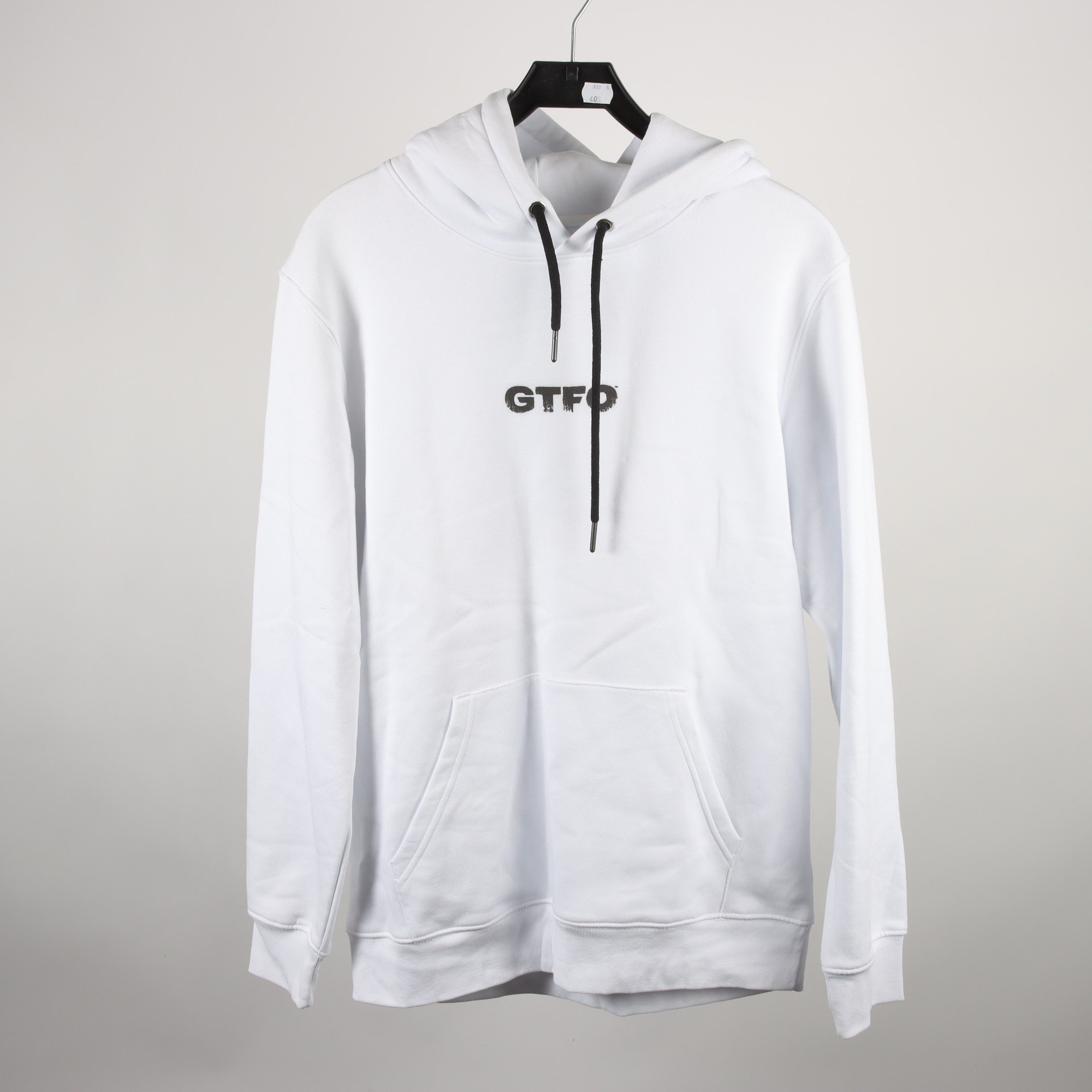 Hoodie, GTFO, vit, stl. L
