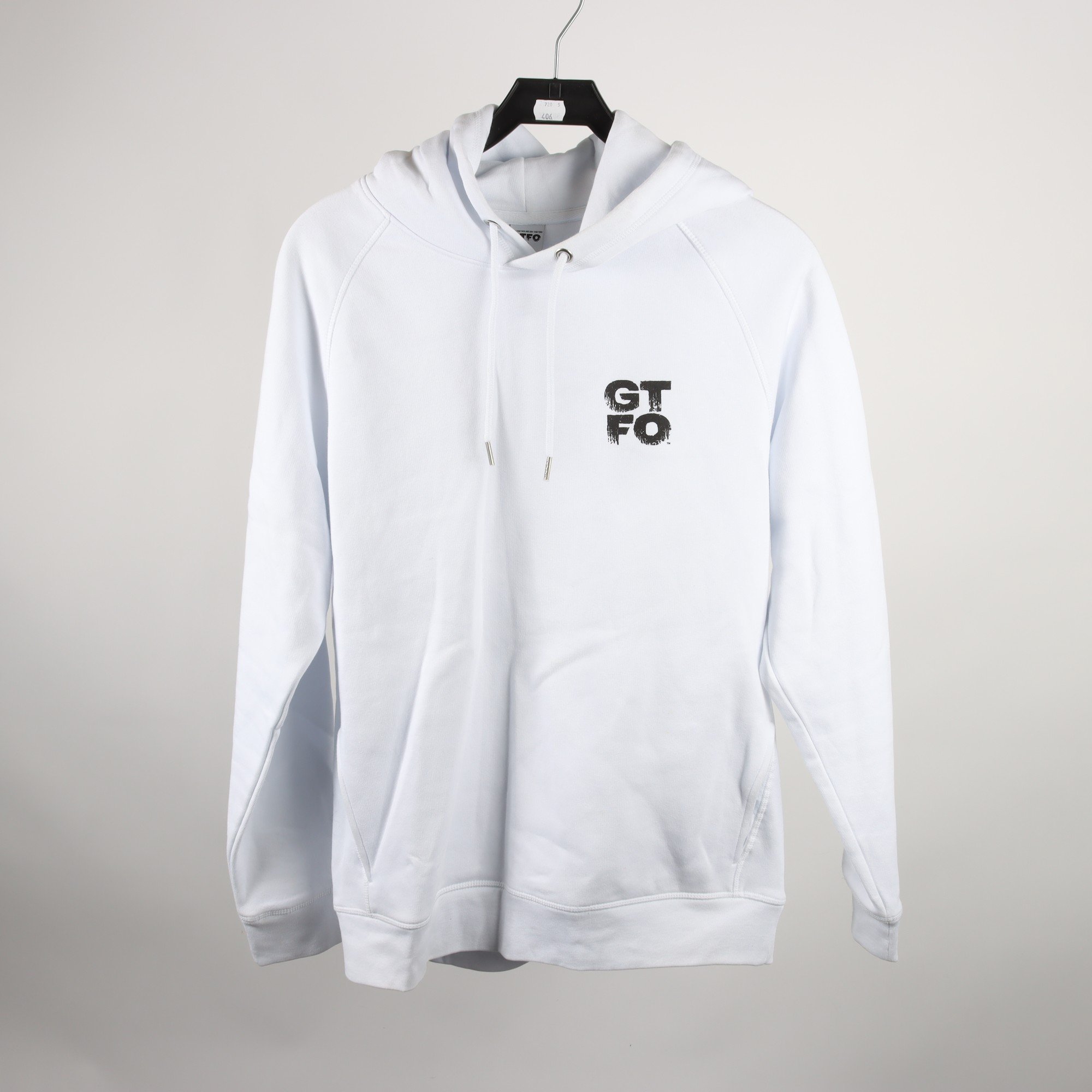 Hoodie, GTFO, vit, stl. L