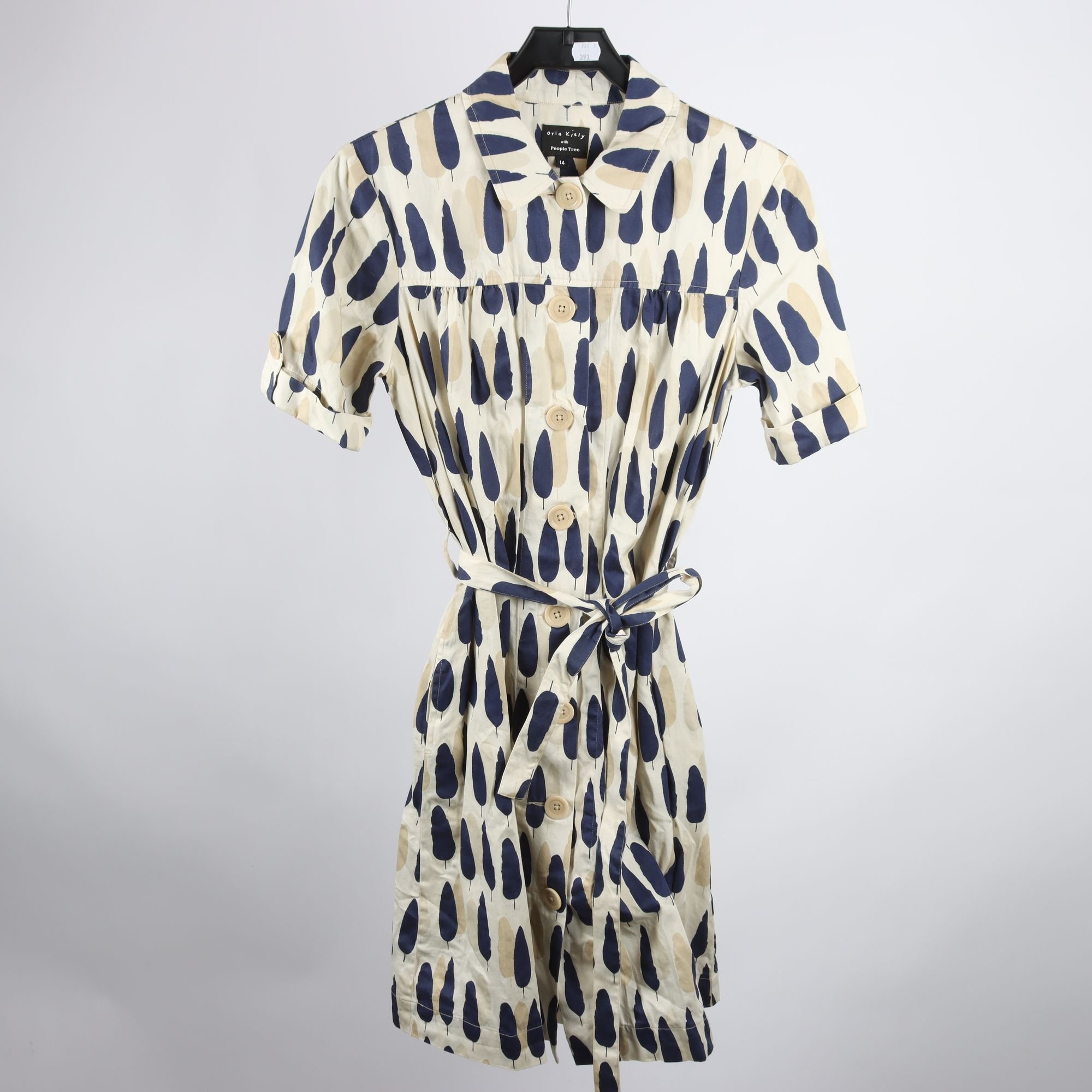 Klänning, Orla Kiely, beige, blå, mönstrad, stl. 14 (M)